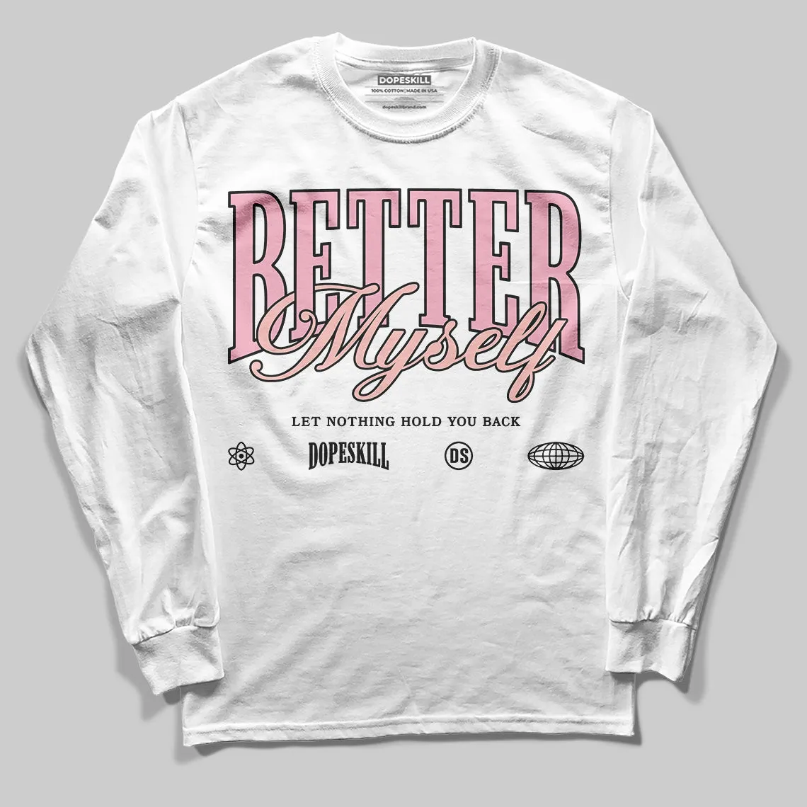 Stars Court White/Pink DopeSkill Long Sleeve T-Shirt Better Myself Graphic sold by DopeSkill product image thumbnail 2