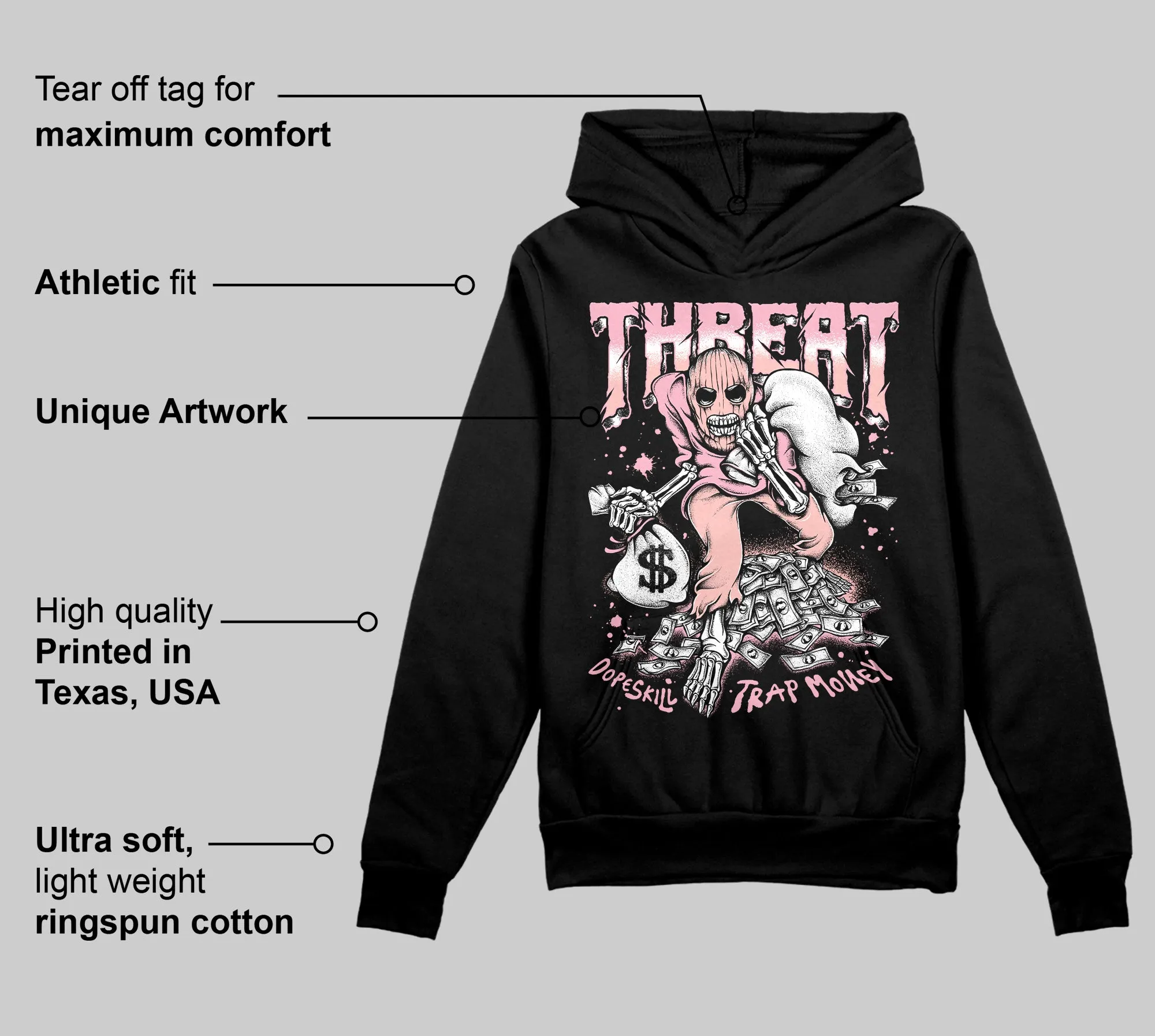Stars Court White/Pink DopeSkill Hoodie Sweatshirt Threat Graphic sold by DopeSkill product image thumbnail 3