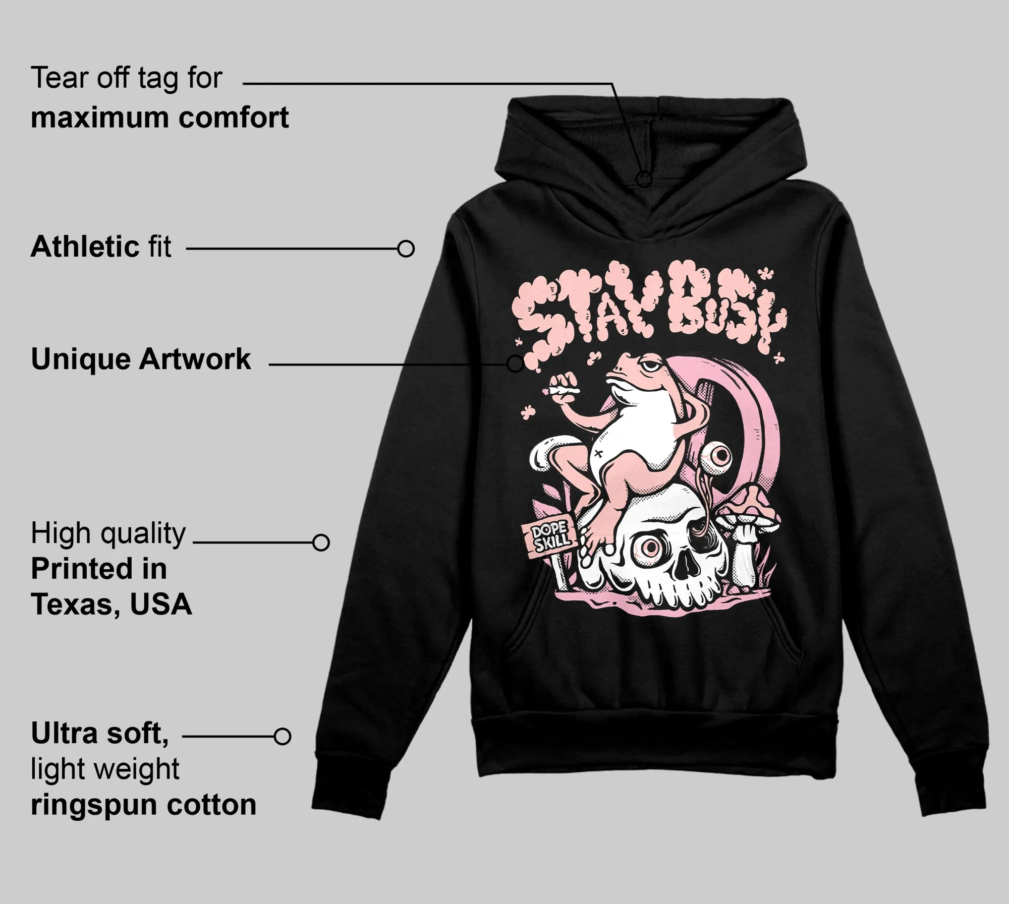 Stars Court White/Pink DopeSkill Hoodie Sweatshirt Stay Busy Graphic sold by DopeSkill product image thumbnail 3