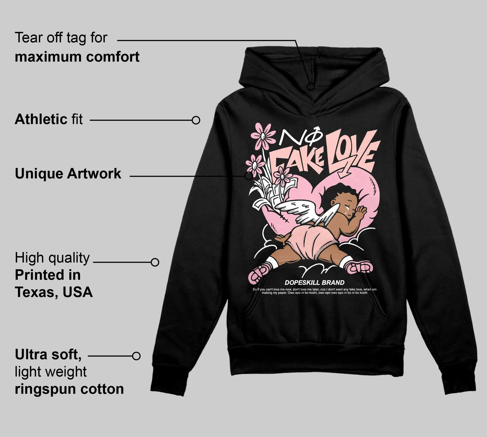 Stars Court White/Pink DopeSkill Hoodie Sweatshirt No Fake Love Graphic sold by DopeSkill product image thumbnail 3