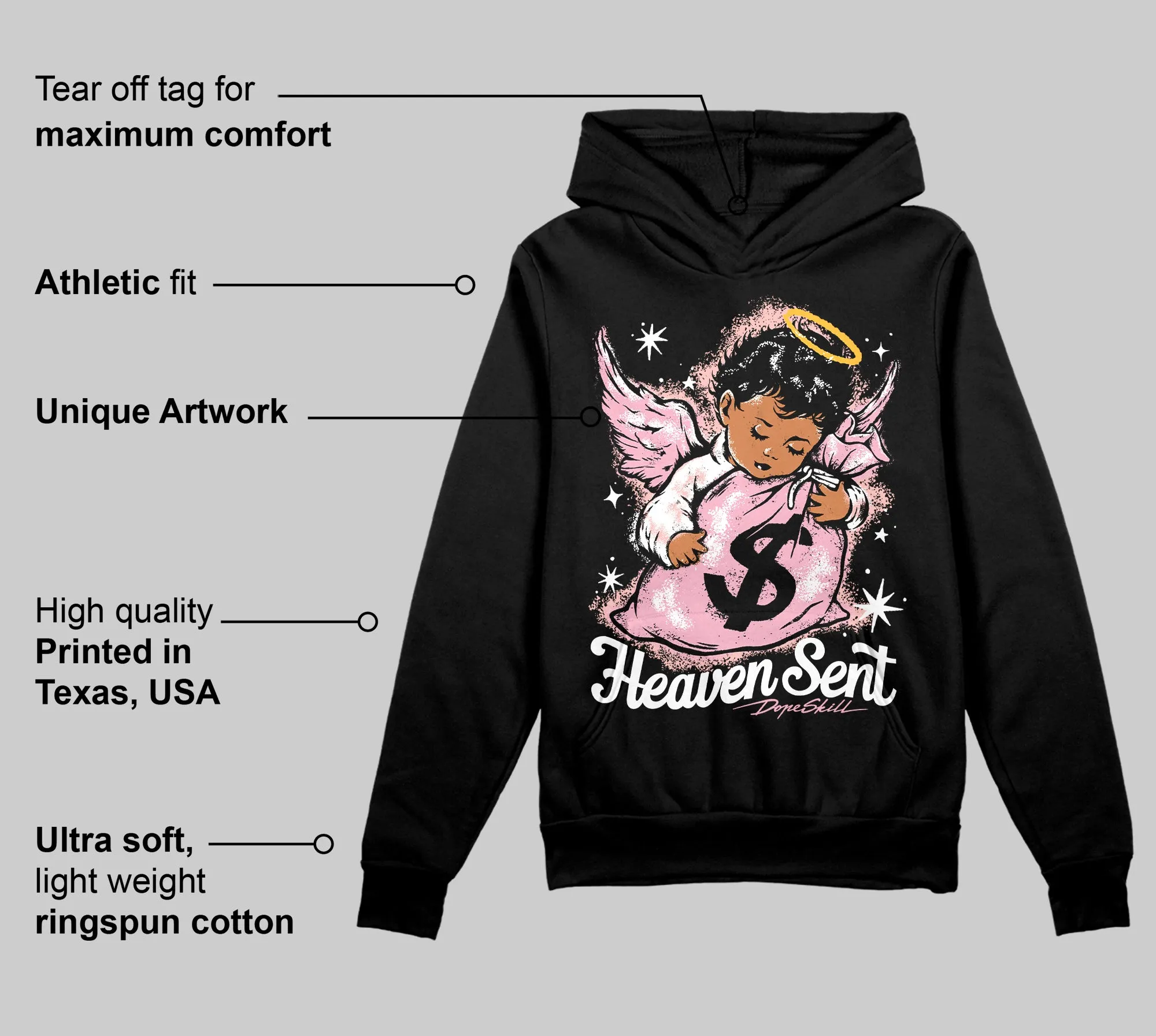 Stars Court White/Pink DopeSkill Hoodie Sweatshirt Heaven Sent Graphic sold by DopeSkill product image thumbnail 3