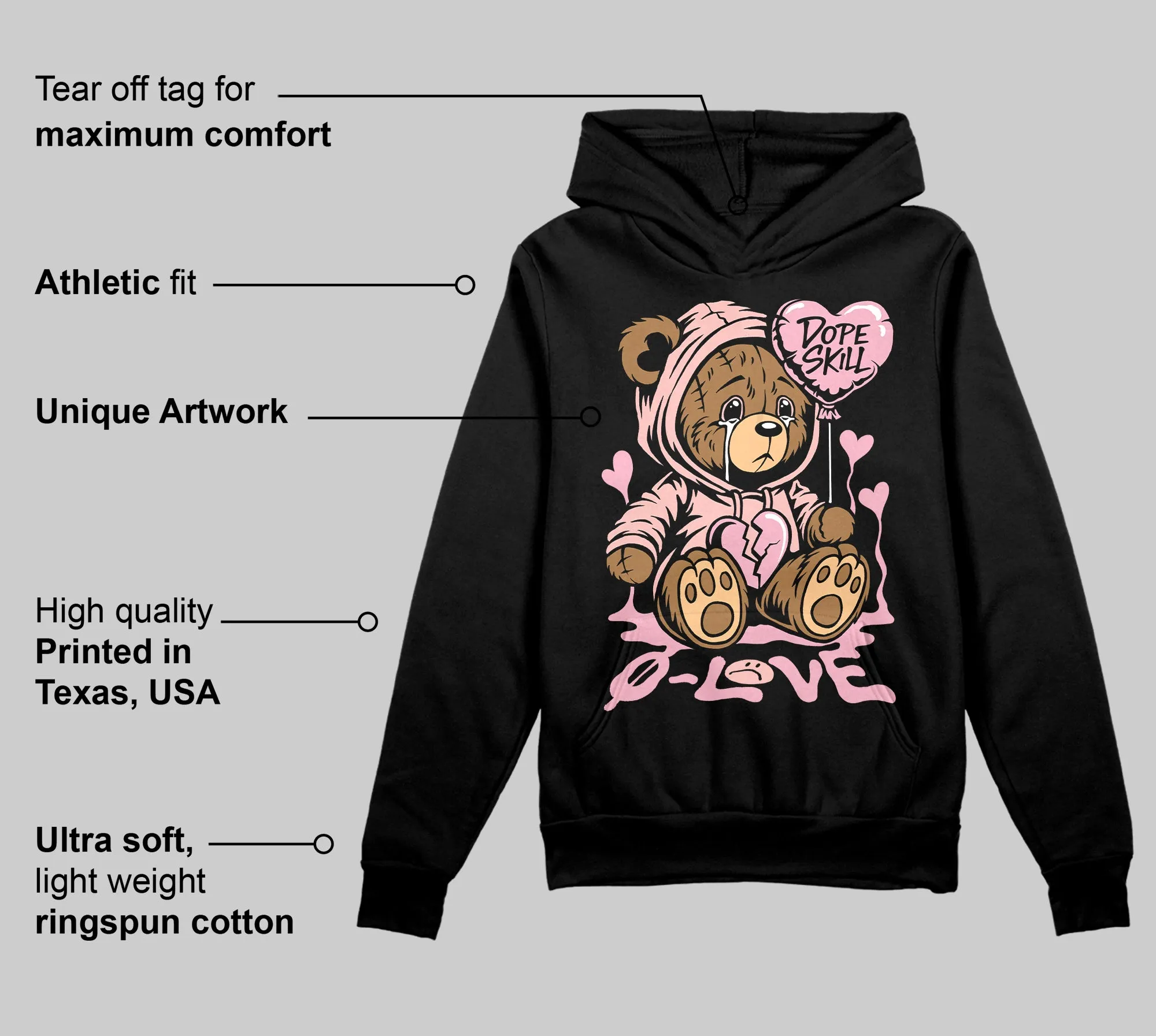 Stars Court White/Pink DopeSkill Hoodie Sweatshirt Broken Bear Graphic sold by DopeSkill product image thumbnail 3