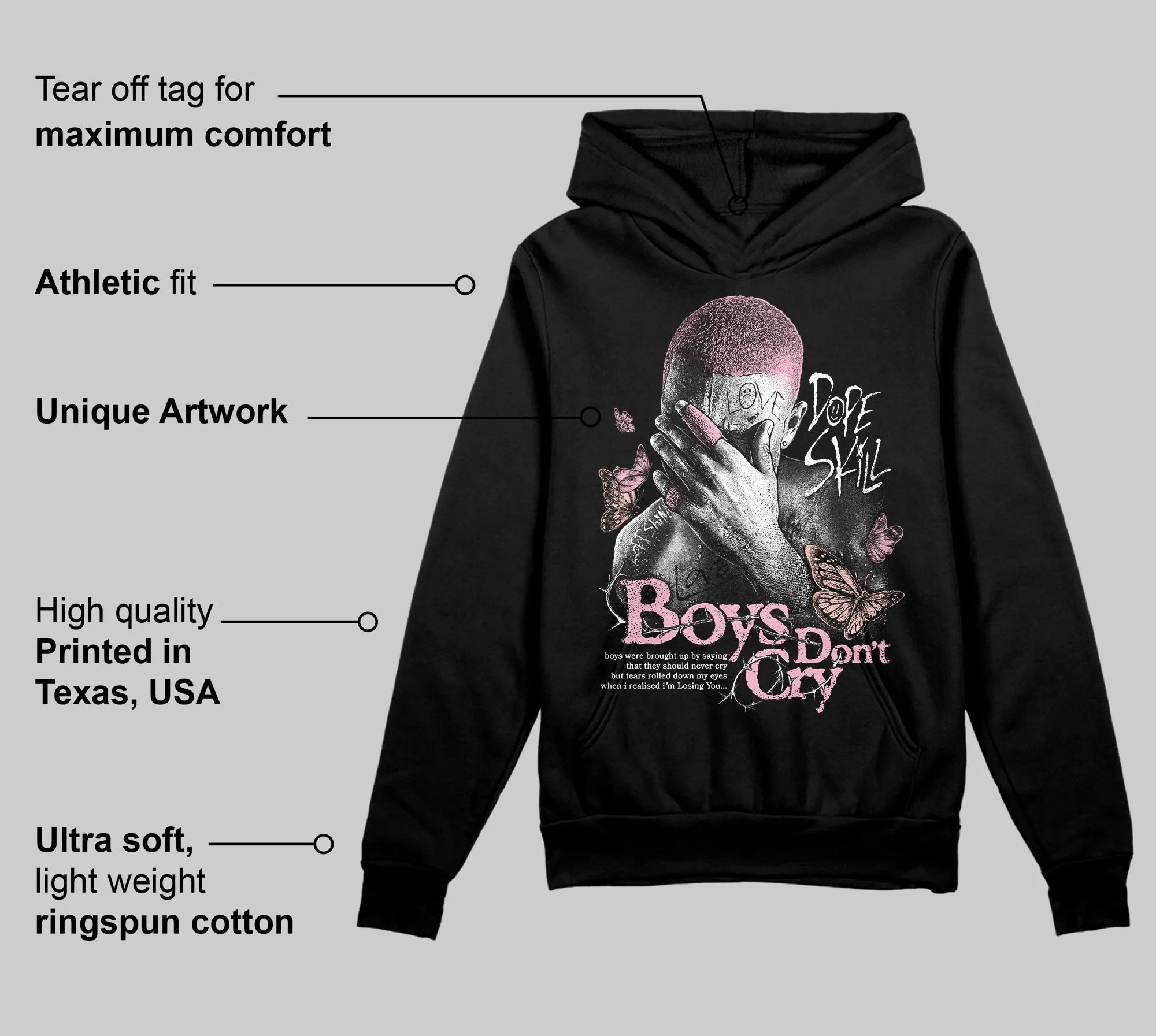 Stars Court White/Pink DopeSkill Hoodie Sweatshirt Boys Don't Cry Graphic sold by DopeSkill product image thumbnail 3