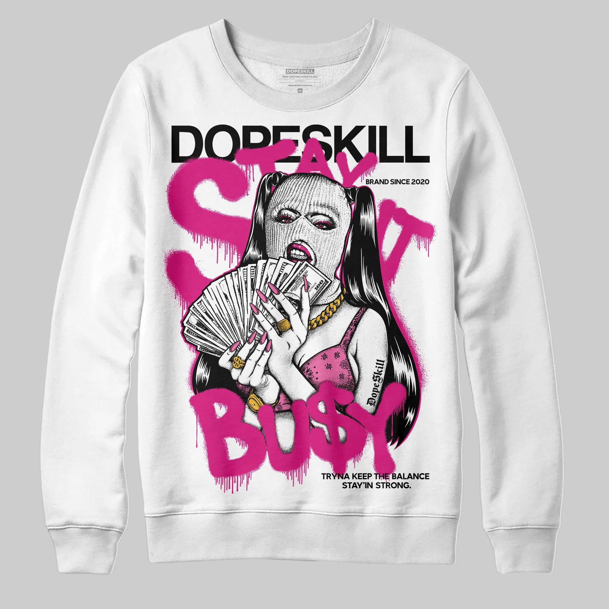 Rick RO Pink Leather Sneakers DopeSkill Sweatshirt Stay It Busy Graphic sold by DopeSkill product image thumbnail 2