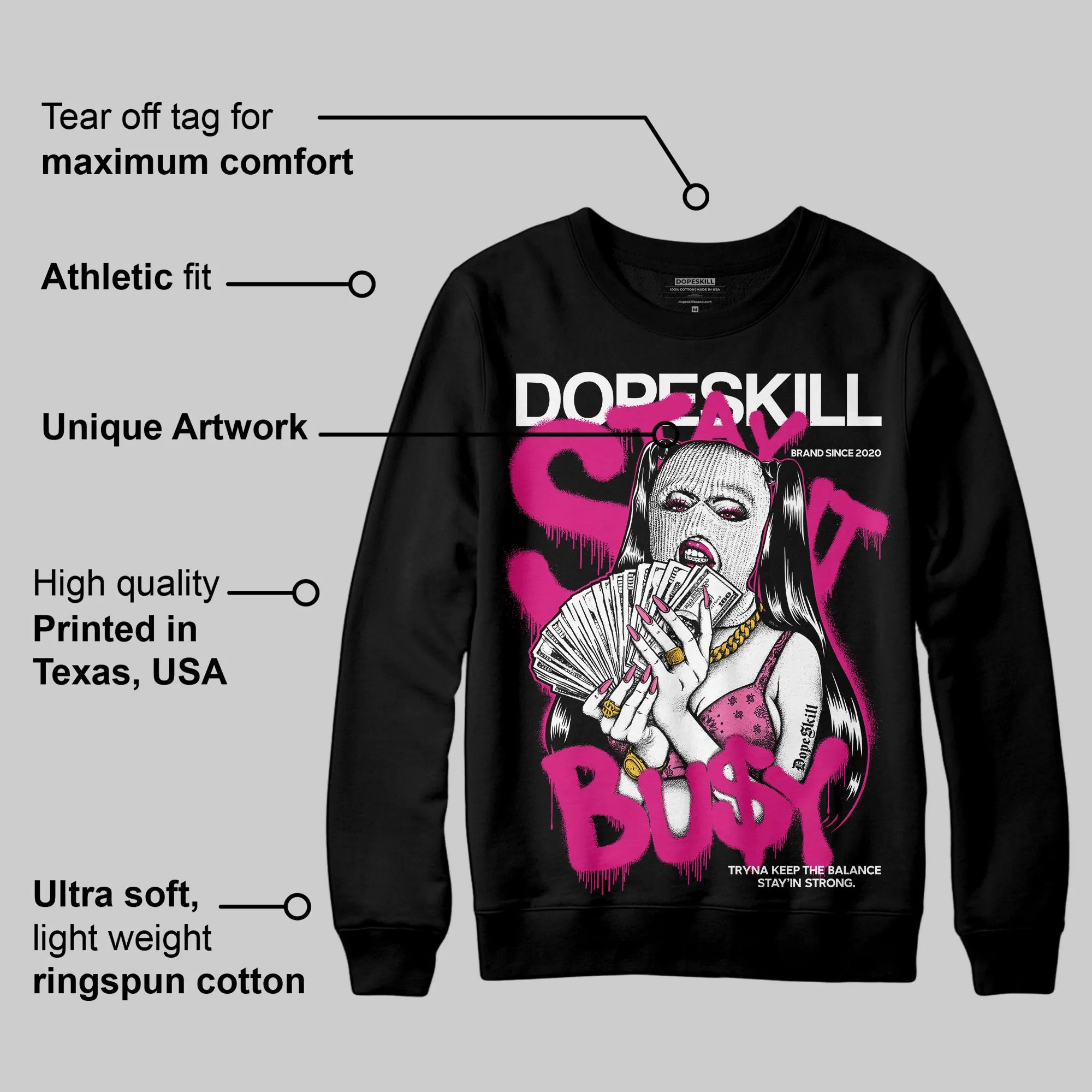 Rick RO Pink Leather Sneakers DopeSkill Sweatshirt Stay It Busy Graphic sold by DopeSkill product image thumbnail 3