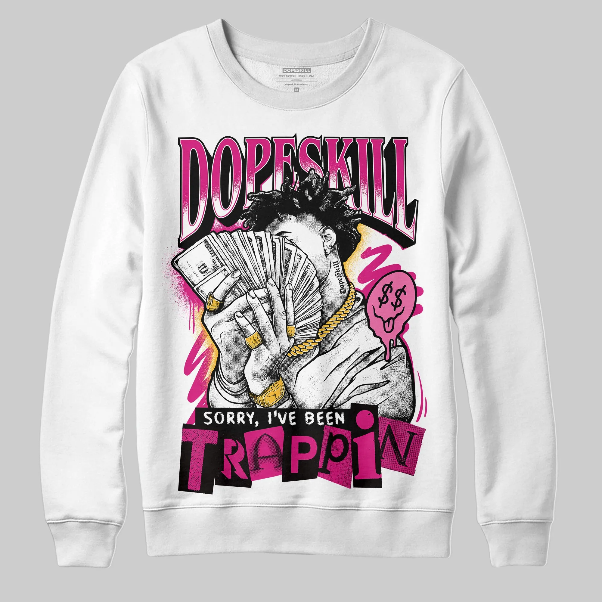 Rick RO Pink Leather Sneakers DopeSkill Sweatshirt Sorry I've Been Trappin Graphic sold by DopeSkill product image thumbnail 2