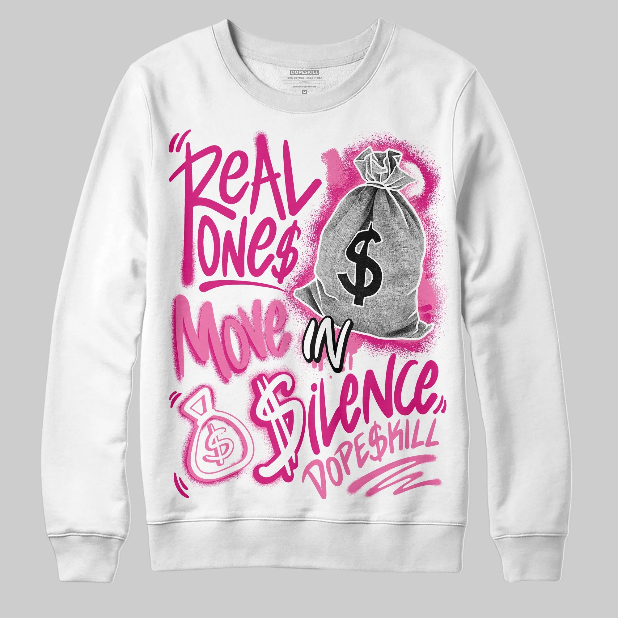 Rick RO Pink Leather Sneakers DopeSkill Sweatshirt Real Ones Move In Silence Graphic sold by DopeSkill product image thumbnail 2