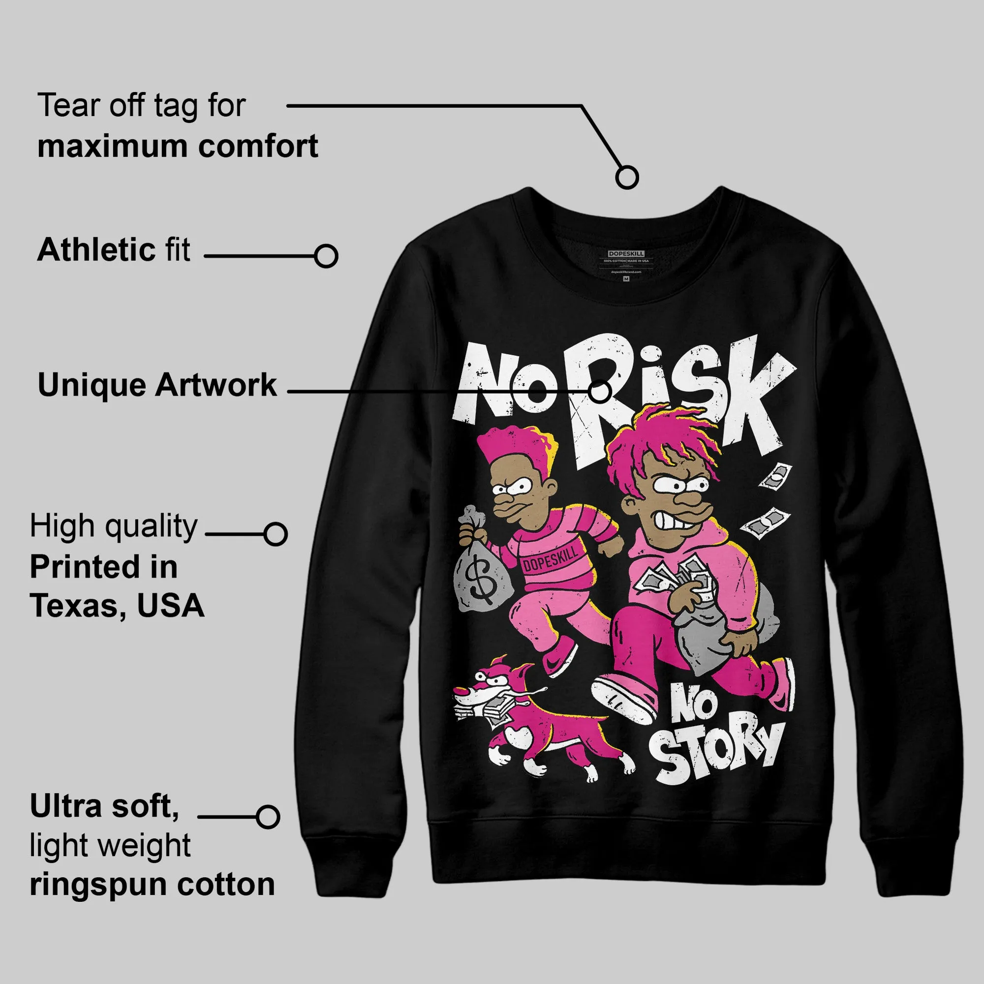 Rick RO Pink Leather Sneakers DopeSkill Sweatshirt No Risk No Story Graphic sold by DopeSkill product image thumbnail 3
