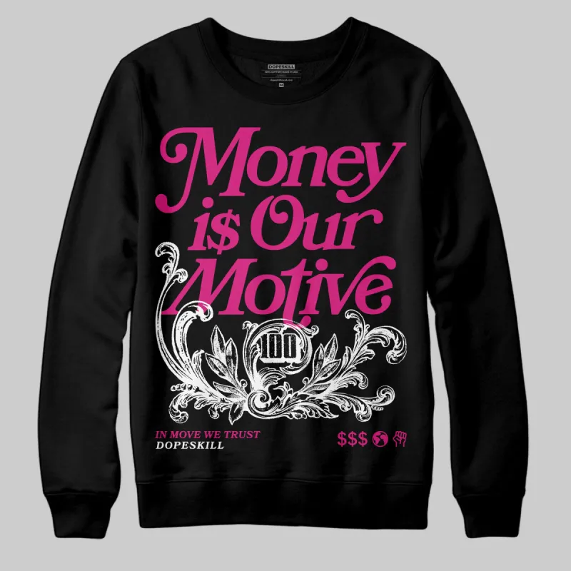 Rick RO Pink Leather Sneakers DopeSkill Sweatshirt Money Is Our Motive Typo Graphic sold by DopeSkill