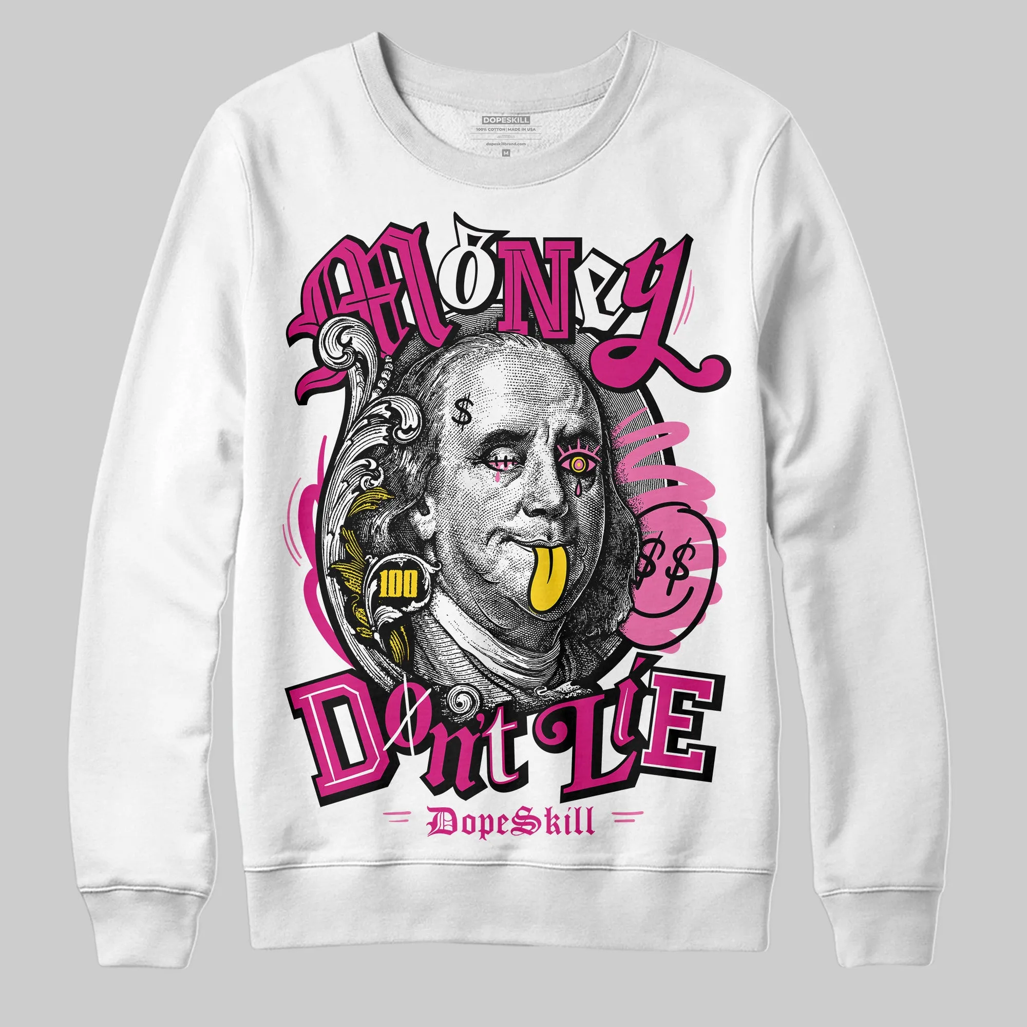 Rick RO Pink Leather Sneakers DopeSkill Sweatshirt Money Don't Lie Graphic sold by DopeSkill product image thumbnail 2