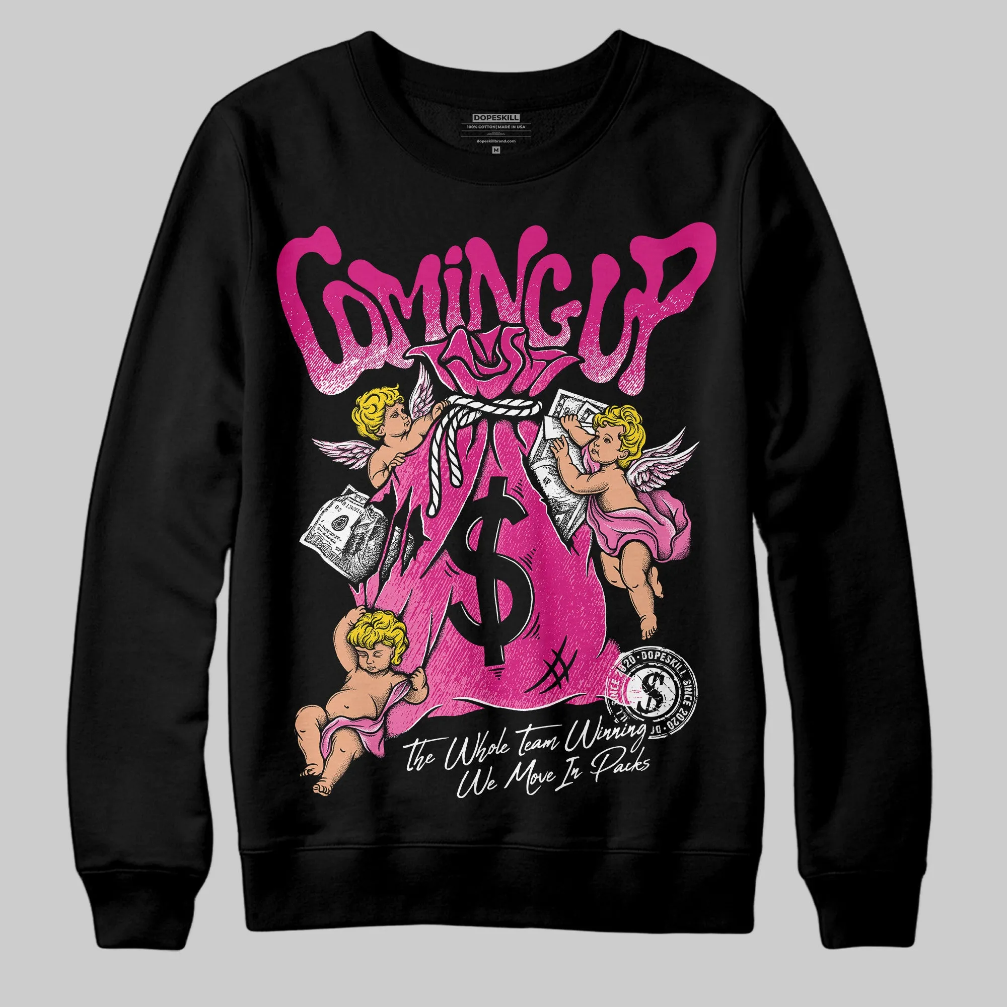 Rick RO Pink Leather Sneakers DopeSkill Sweatshirt Money Bag Coming Up Graphic sold by DopeSkill