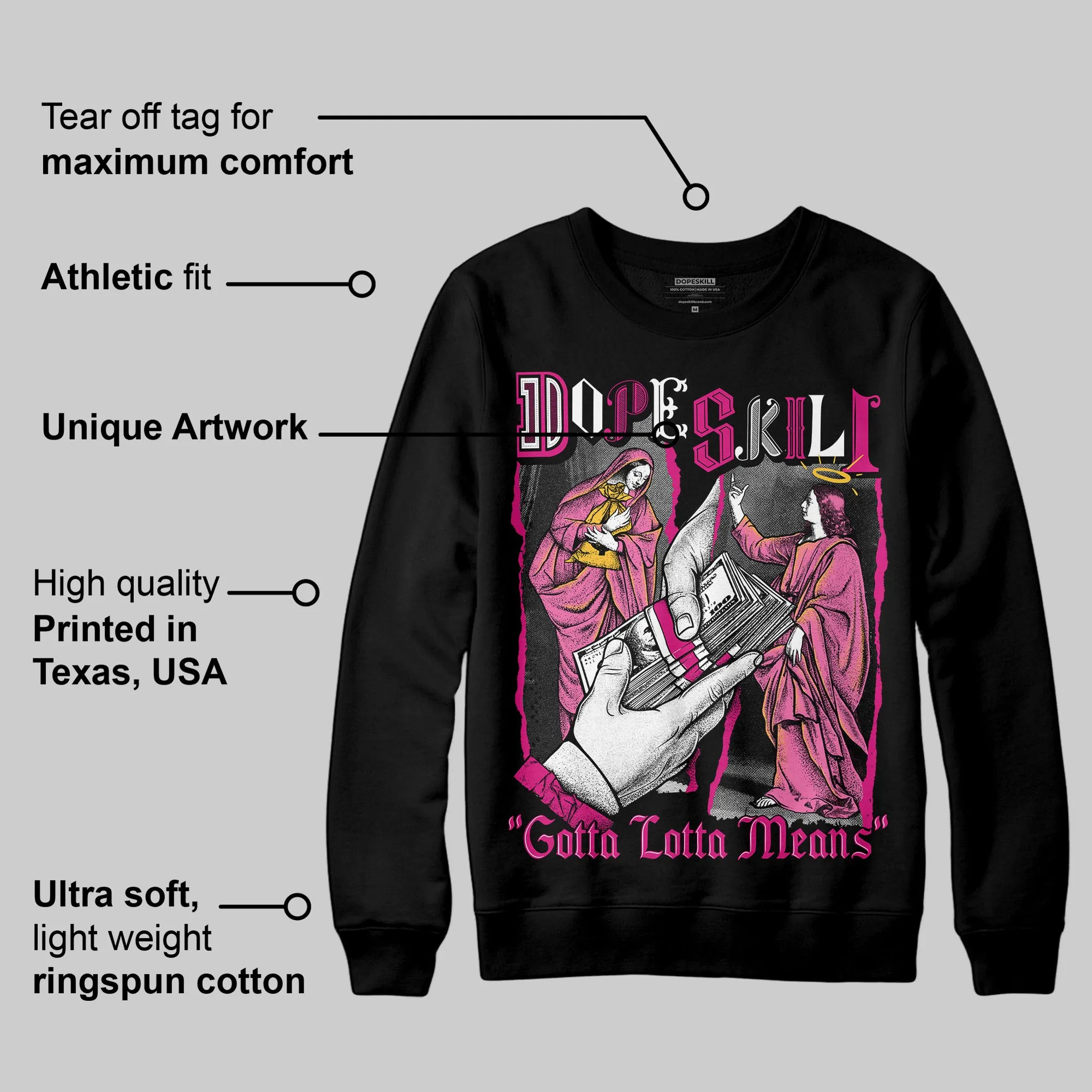 Rick RO Pink Leather Sneakers DopeSkill Sweatshirt Gotta Lotta Means Graphic sold by DopeSkill product image thumbnail 3