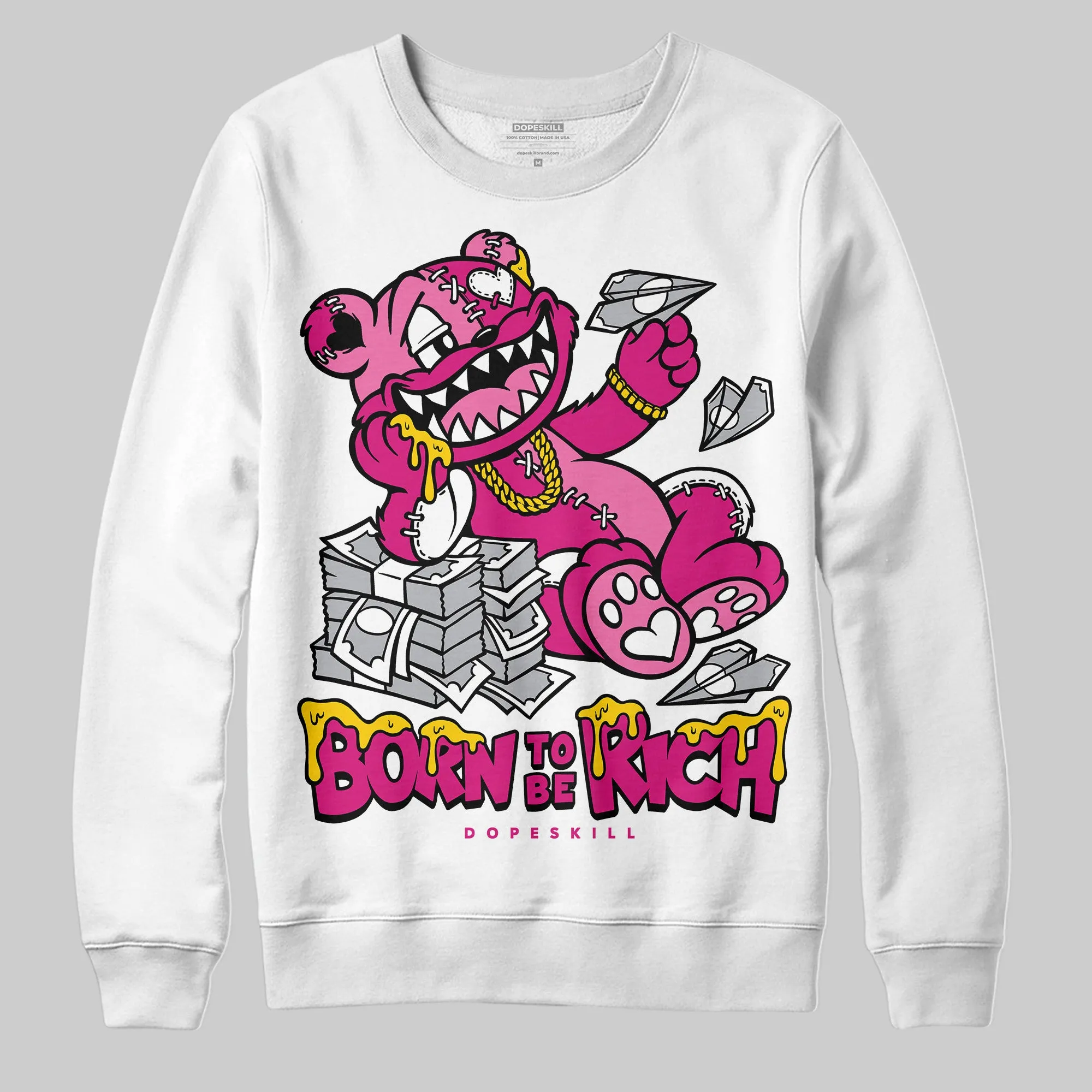 Rick RO Pink Leather Sneakers DopeSkill Sweatshirt Born To Be Rich Graphic sold by DopeSkill product image thumbnail 2