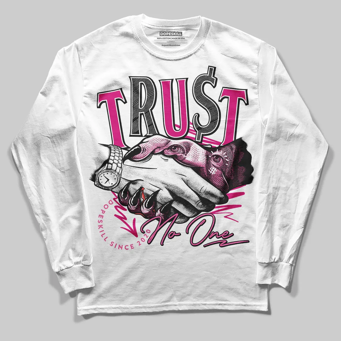 Rick RO Pink Leather Sneakers DopeSkill Long Sleeve Trust No One Graphic sold by DopeSkill product image thumbnail 2