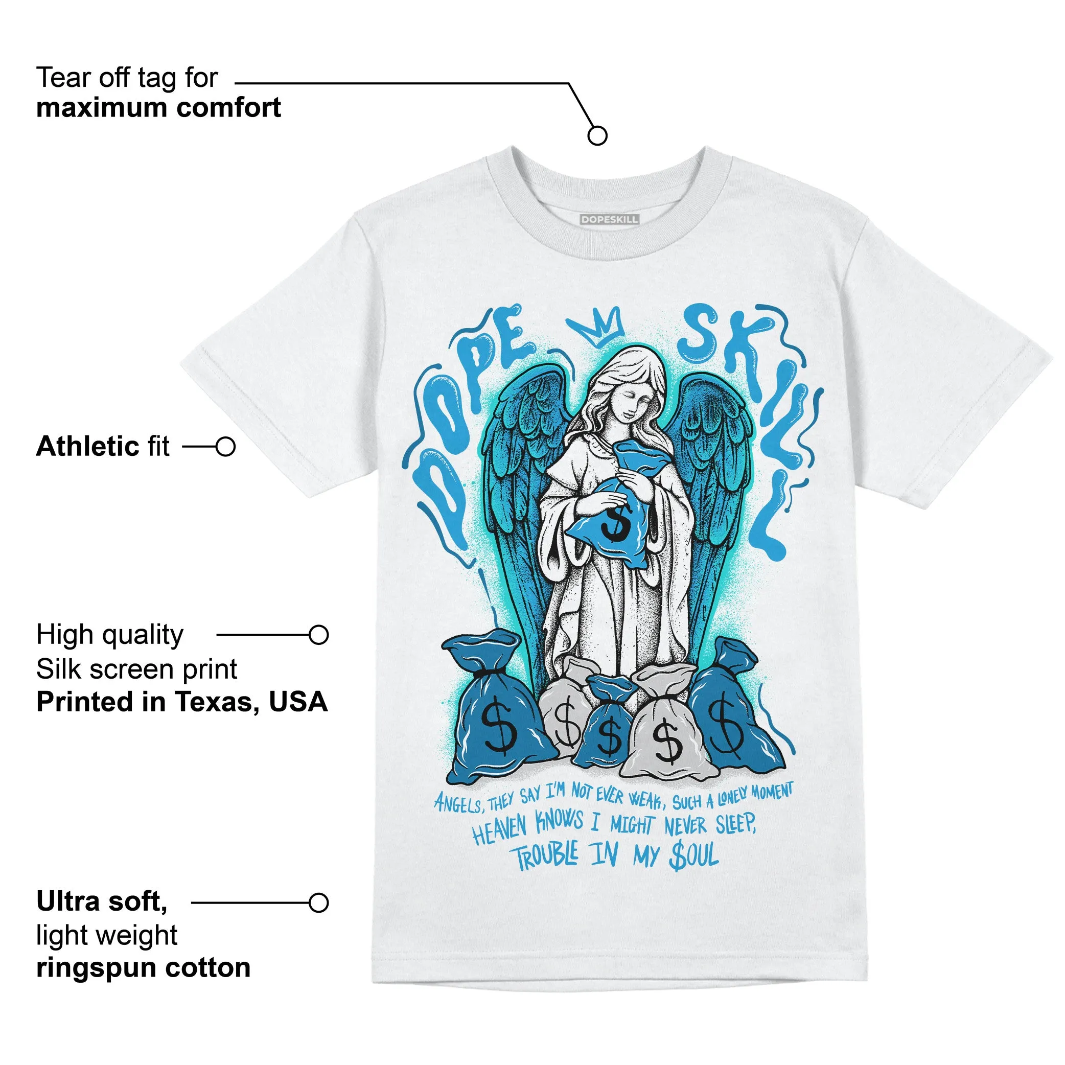 Military Blue 4s DopeSkill T-Shirt Angels Graphic sold by DopeSkill product image thumbnail 3