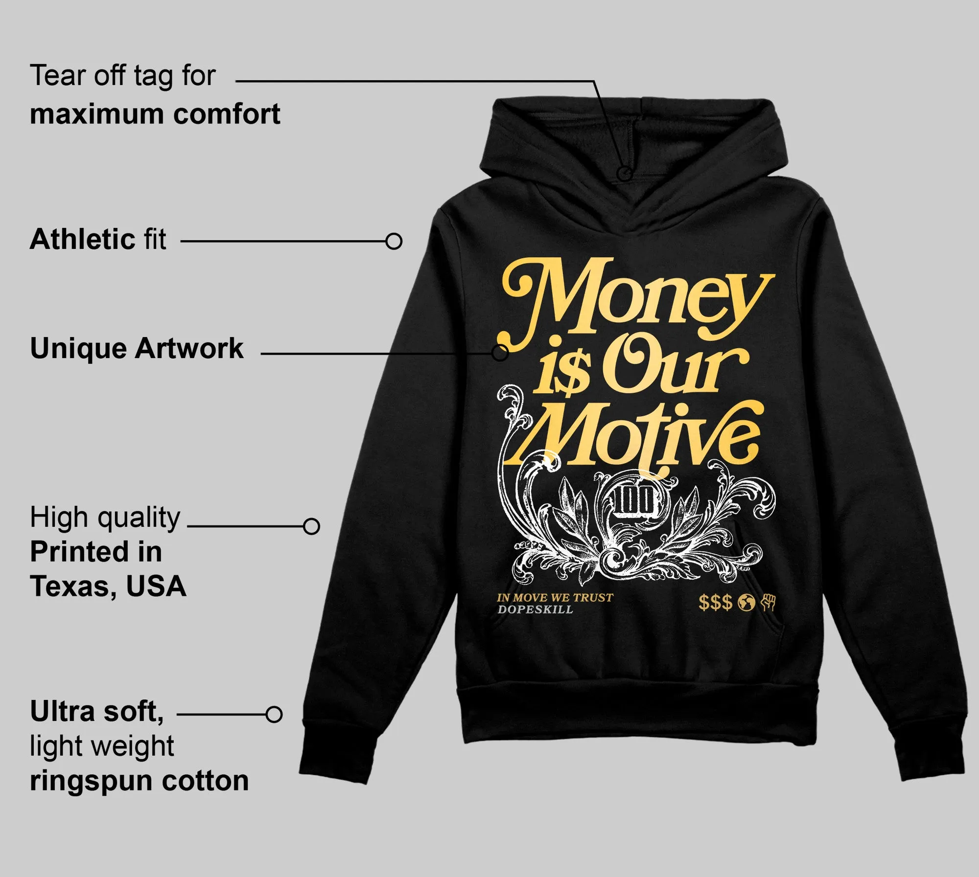 Phantom 12s DopeSkill Hoodie Sweatshirt Money Is Our Motive Typo Graphic sold by DopeSkill product image thumbnail 3