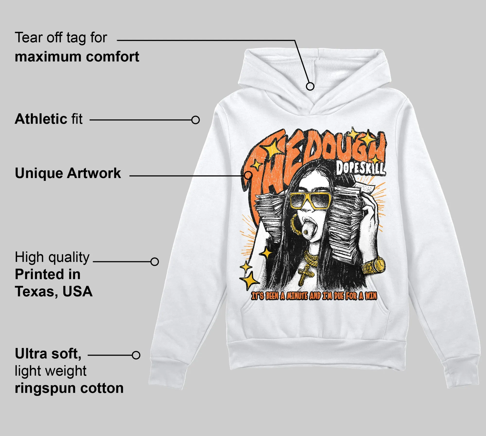 Orange Black White DopeSkill Hoodie Sweatshirt The Dough Graphic sold by DopeSkill product image thumbnail 3