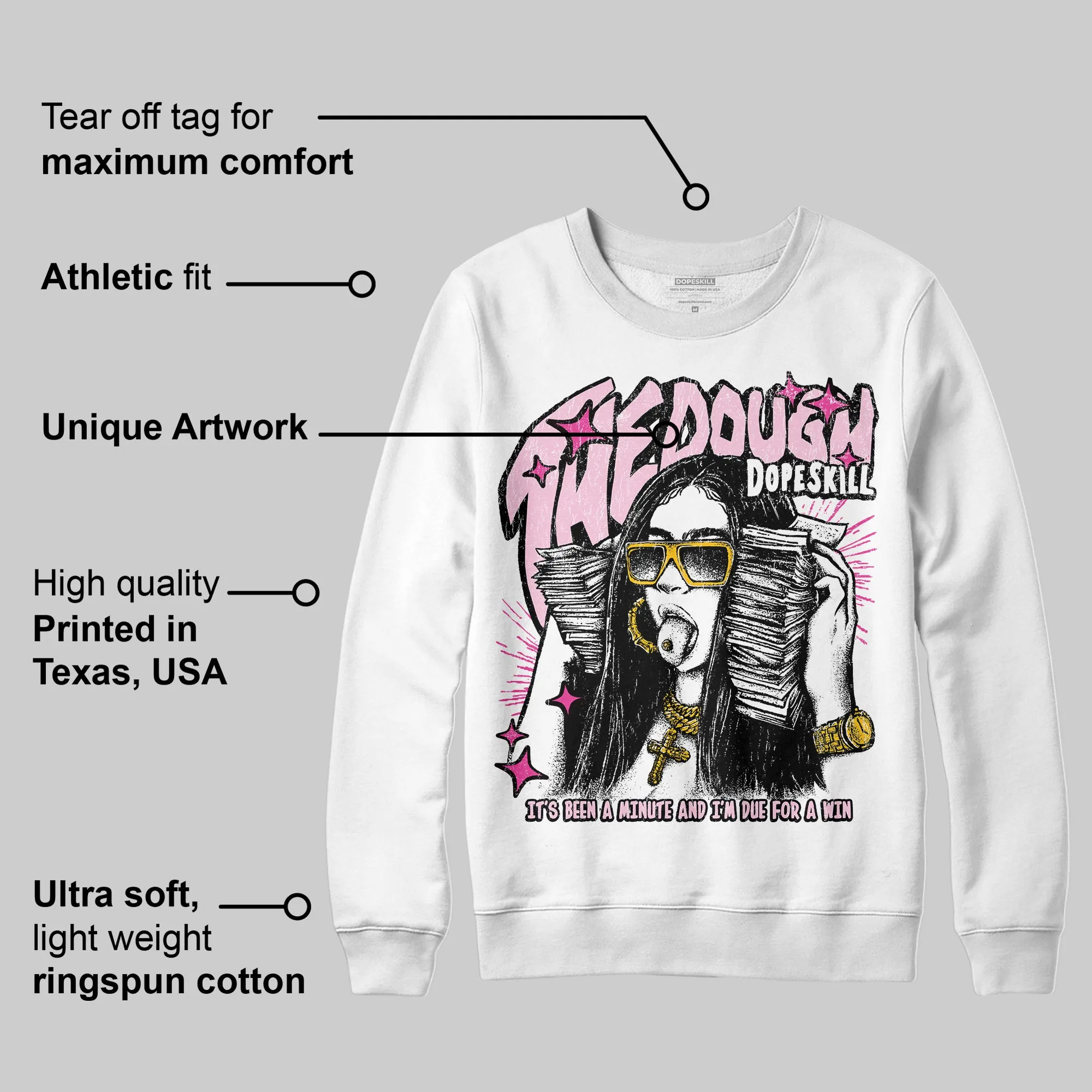 Pink Collection DopeSkill Sweatshirt The Dough Graphic sold by DopeSkill product image thumbnail 3