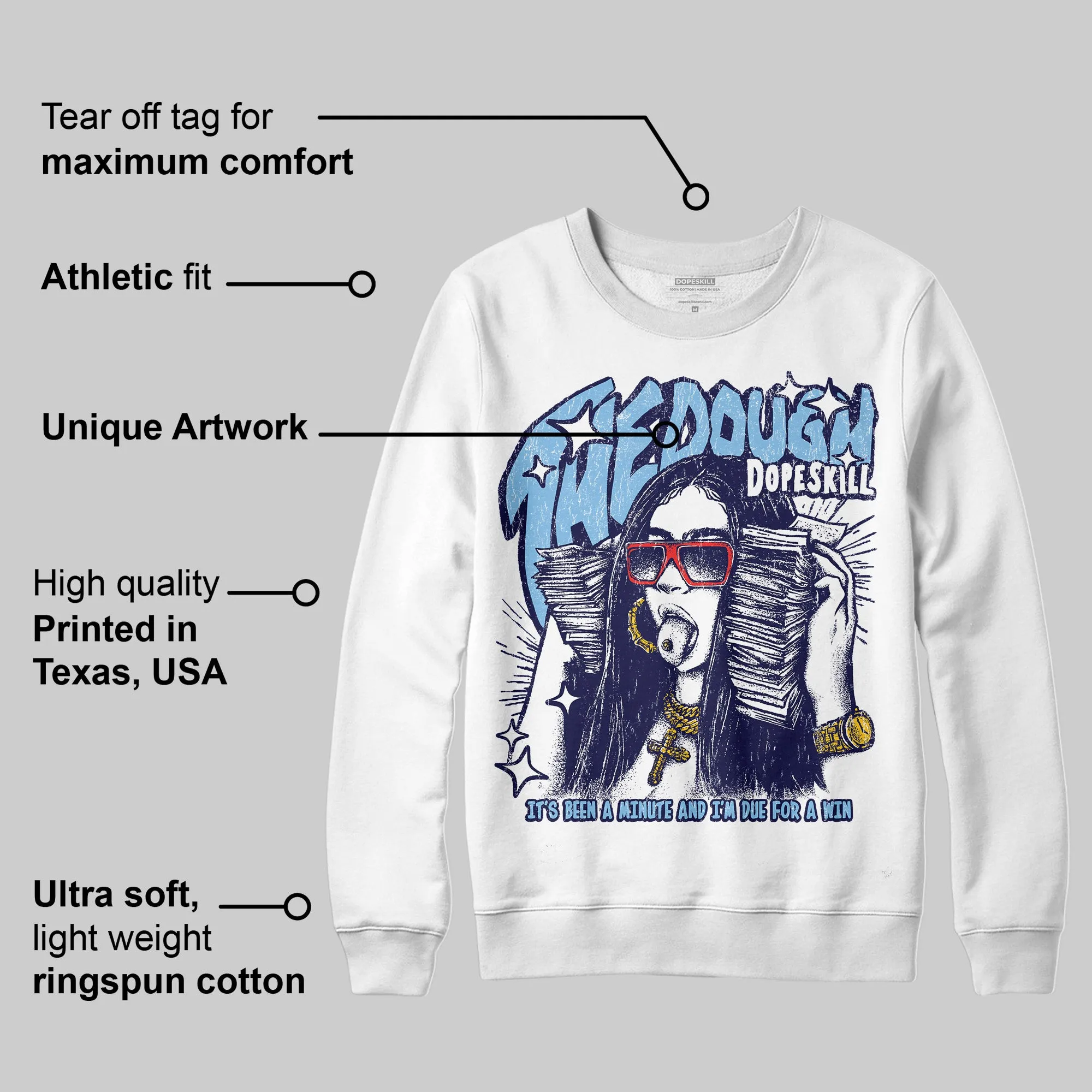 University Blue Collection DopeSkill Sweatshirt The Dough Graphic sold by DopeSkill product image thumbnail 3