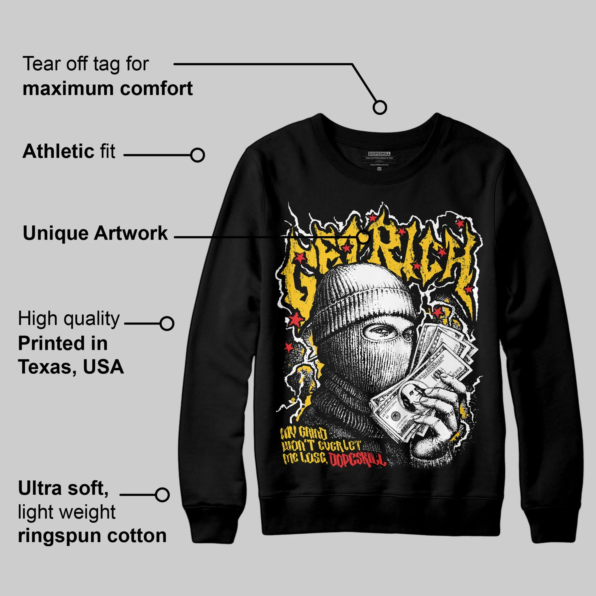 Yellow Collection DopeSkill Sweatshirt New Get Rich Graphic sold by DopeSkill product image thumbnail 3