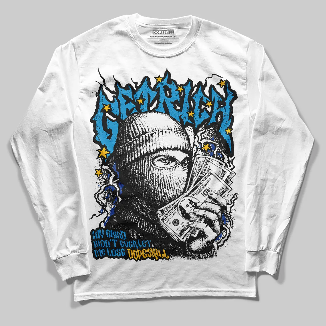 Royal Blue Collection DopeSkill Long Sleeve T-Shirt New Get Rich Graphic sold by DopeSkill