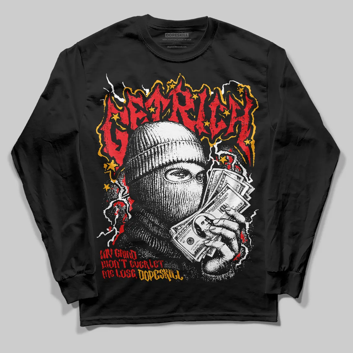 Red Collection DopeSkill Long Sleeve T-Shirt New Get Rich Graphic sold by DopeSkill