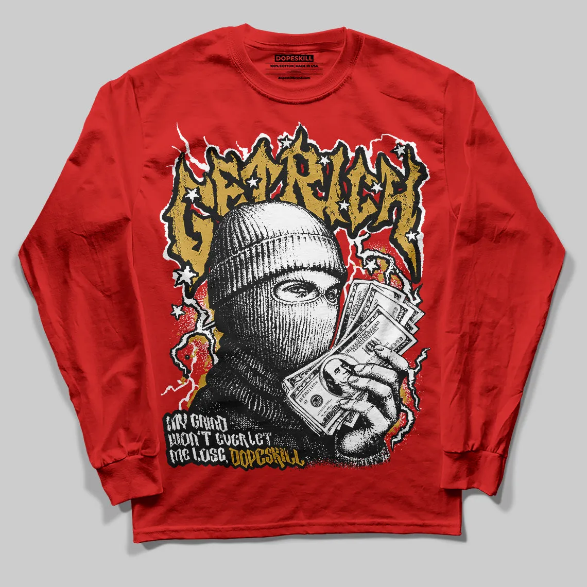 Red Collection DopeSkill Long Sleeve T-Shirt New Get Rich Graphic sold by DopeSkill product image thumbnail 3