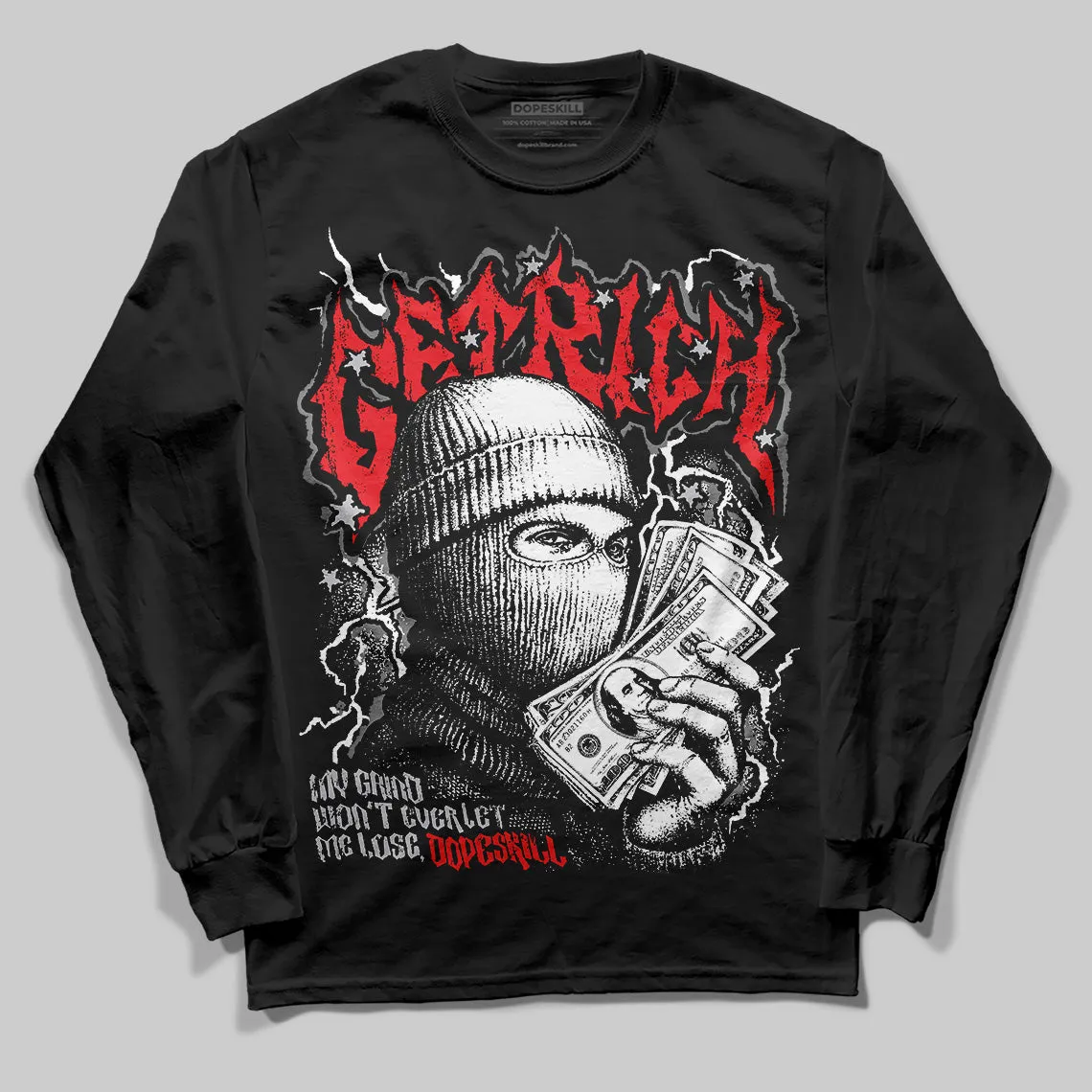 Grey Collection DopeSkill Long Sleeve T-Shirt New Get Rich Graphic sold by DopeSkill product image thumbnail 2