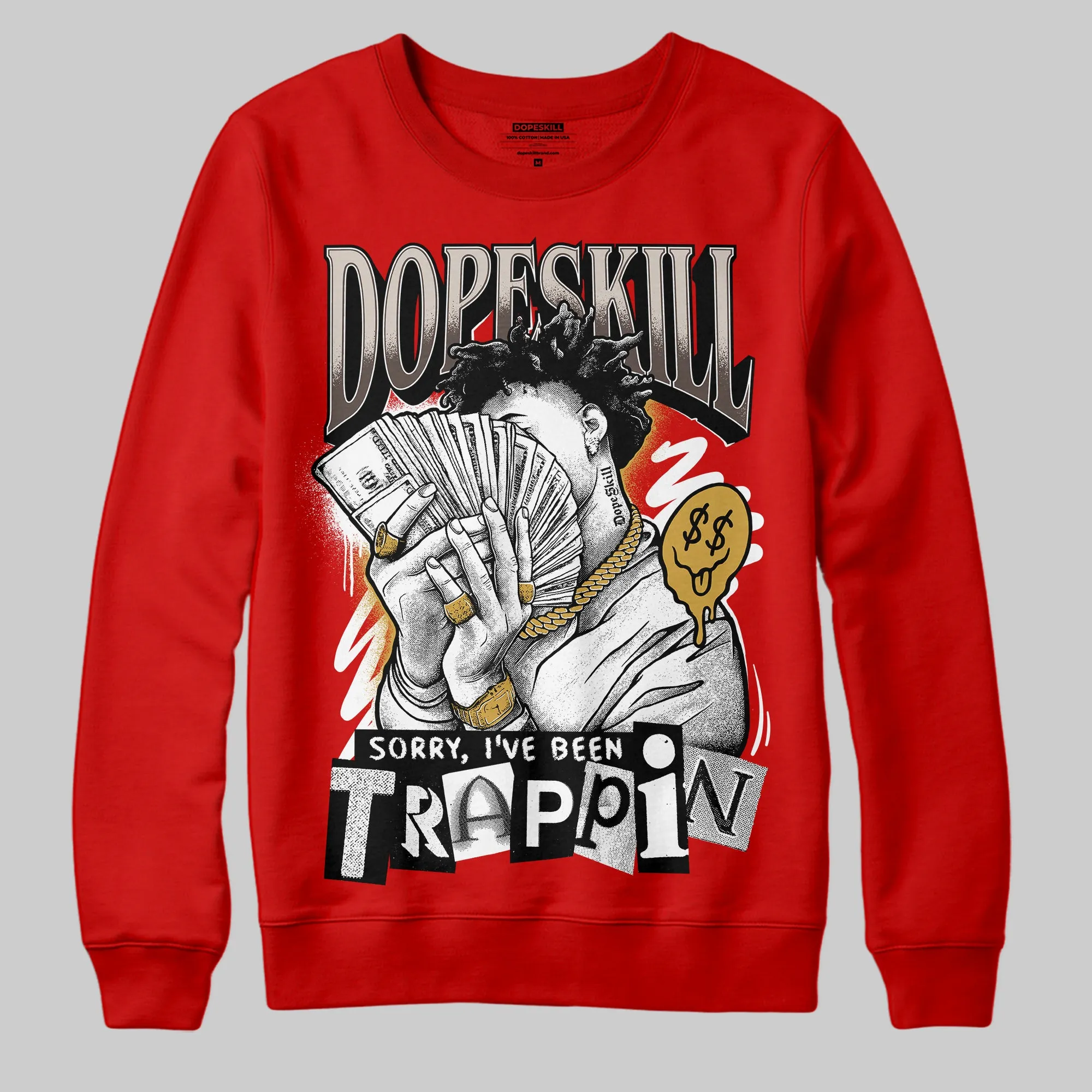 Samba OG White Better Scarlet DopeSkill Sweatshirt Sorry I've Been Trappin Graphic sold by DopeSkill product image thumbnail 3