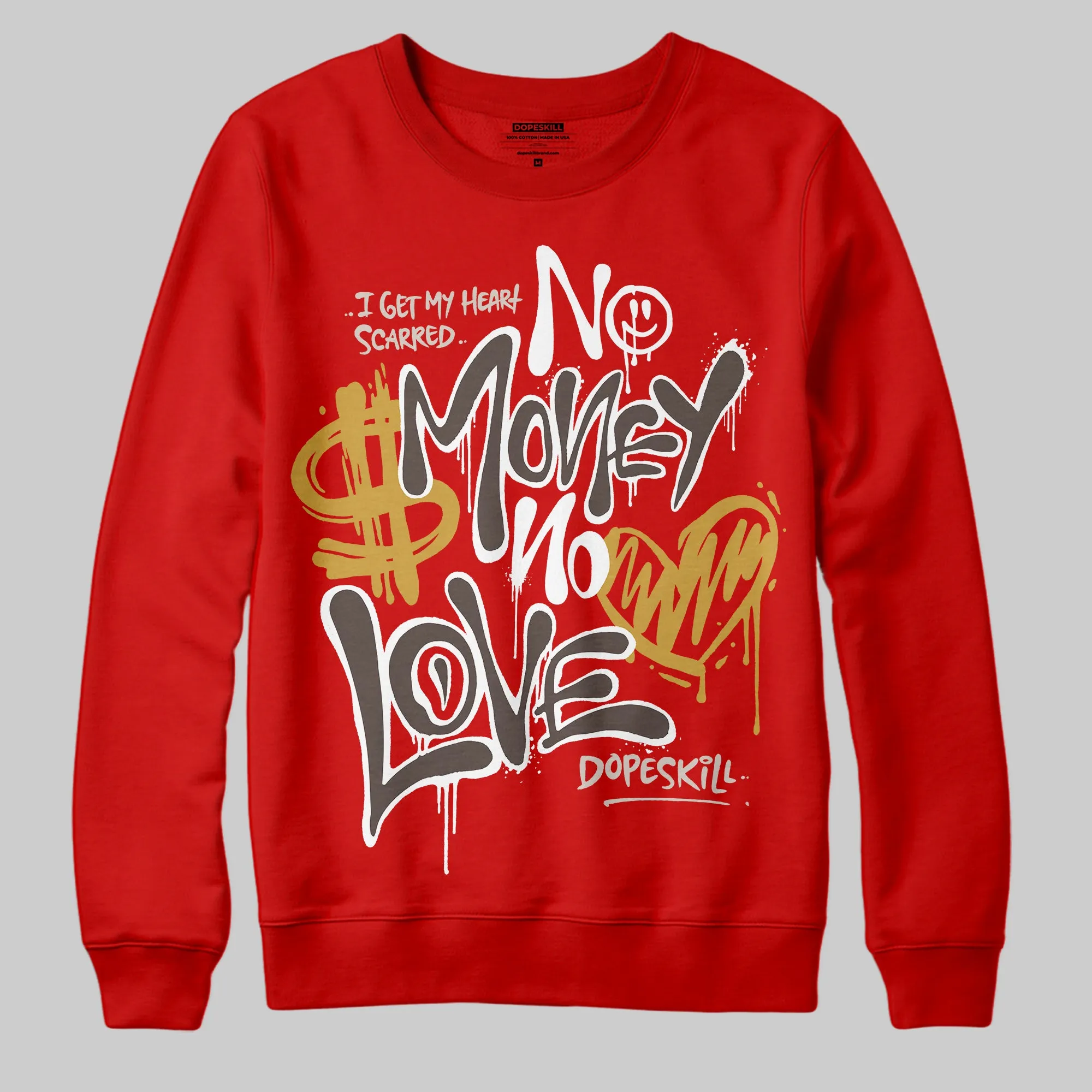 Samba OG White Better Scarlet DopeSkill Sweatshirt No Money No Love Typo Graphic sold by DopeSkill product image thumbnail 3