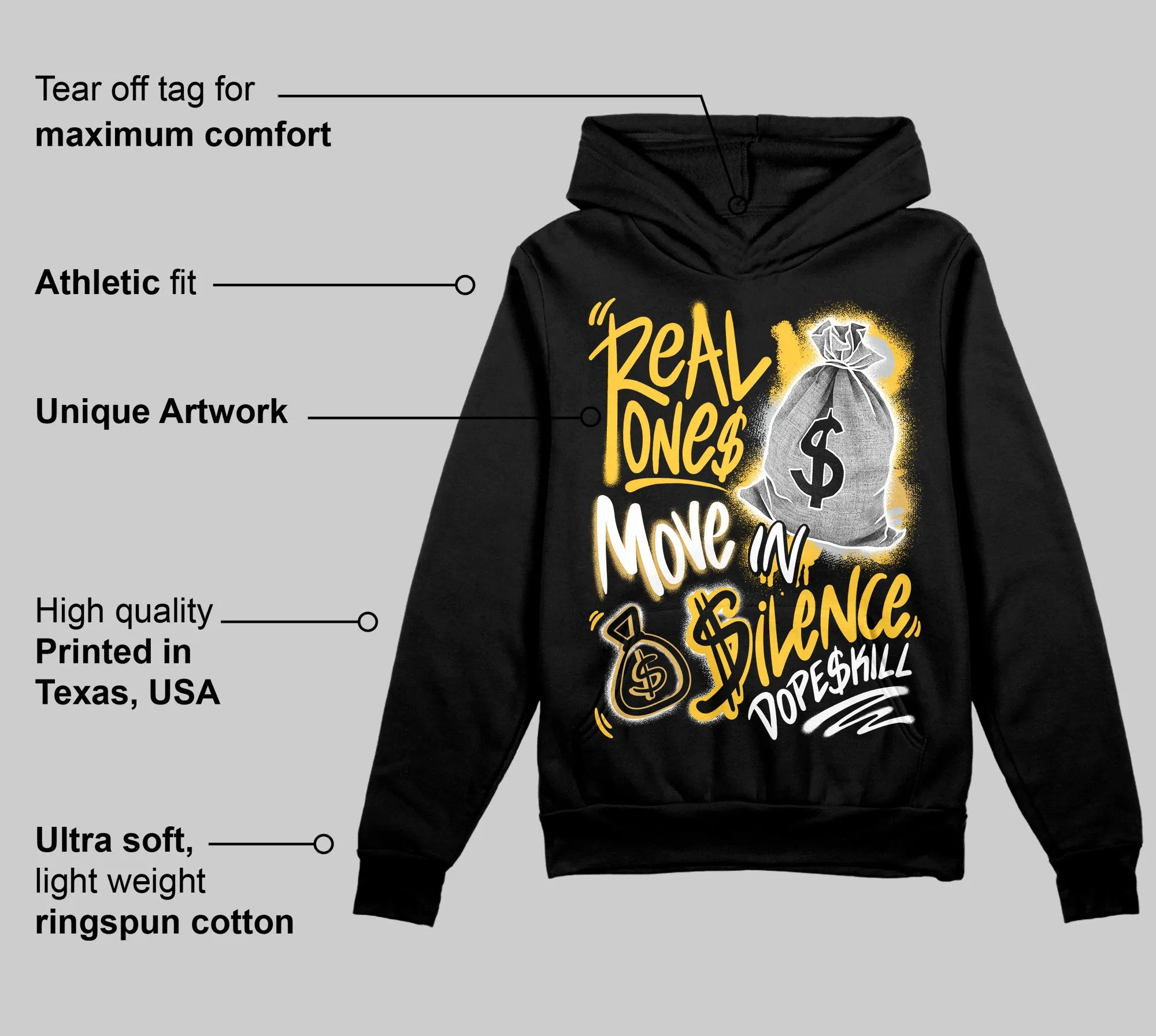 Phantom 12s DopeSkill Hoodie Sweatshirt Real Ones Move In Silence Graphic sold by DopeSkill product image thumbnail 3