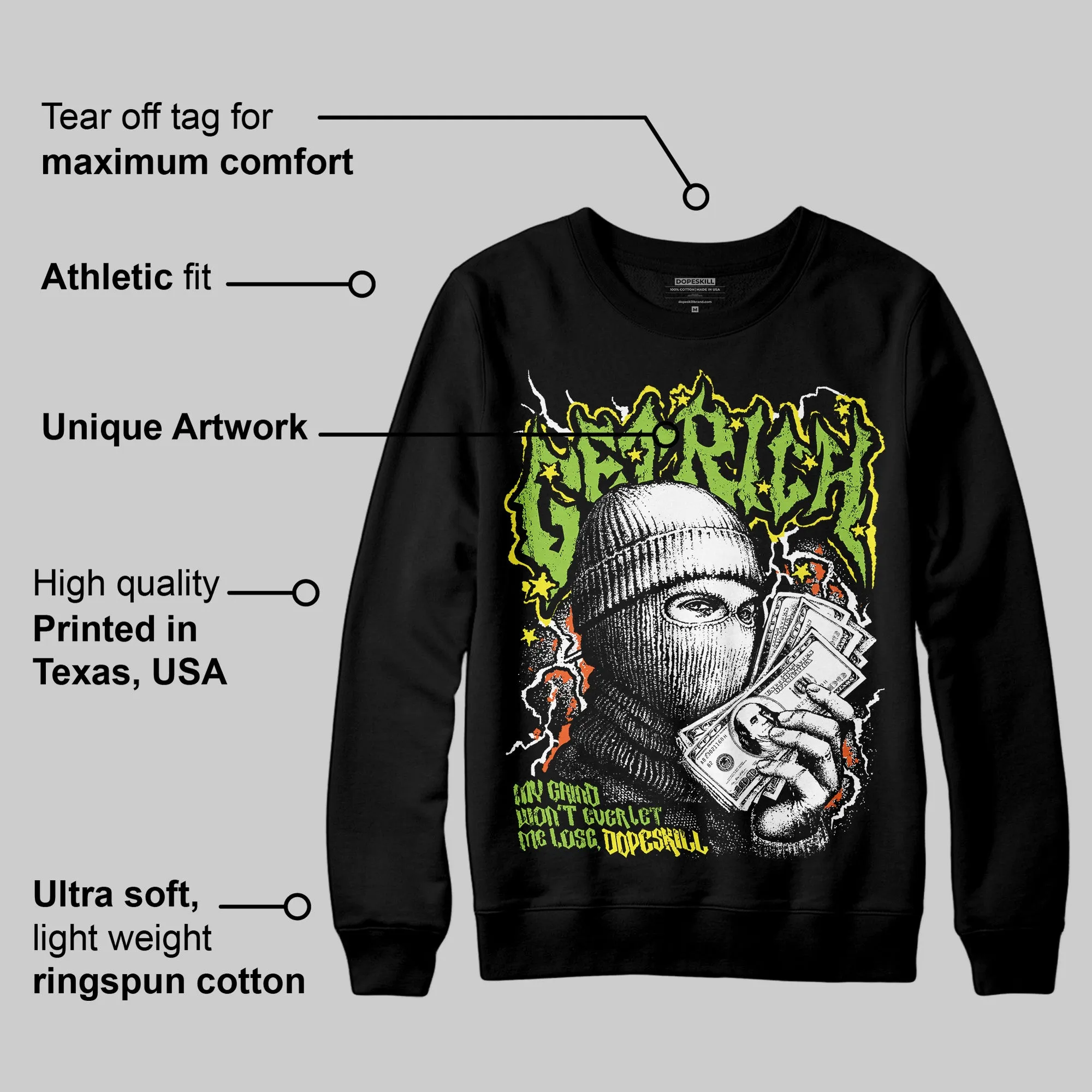 Neon Green Collection DopeSkill Sweatshirt Wealthy Graphic sold by DopeSkill product image thumbnail 3