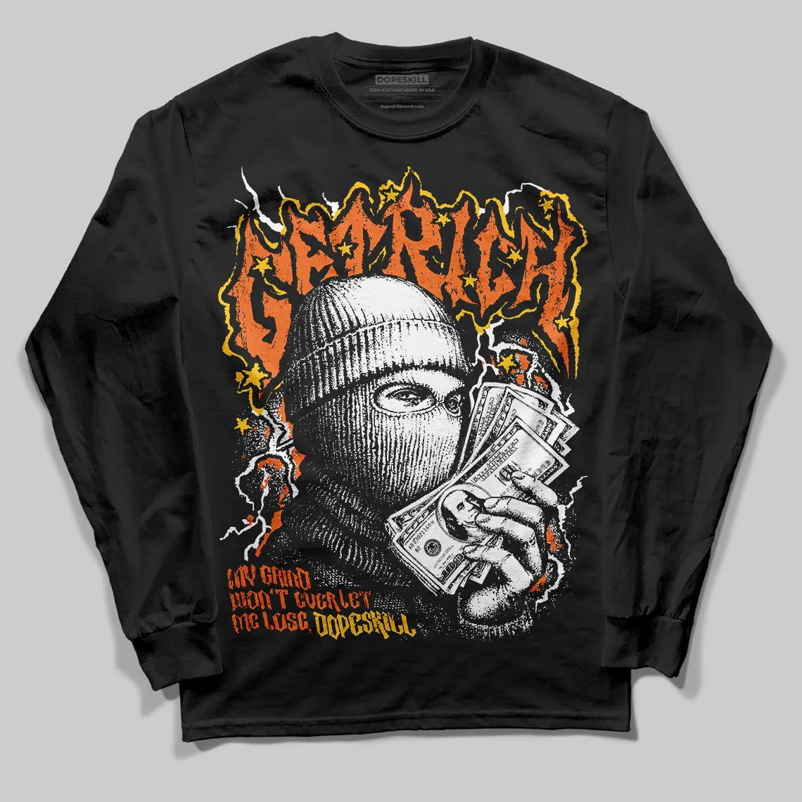 Orange Black White DopeSkill Long Sleeve T-Shirt Wealthy Graphic sold by DopeSkill product image thumbnail 2