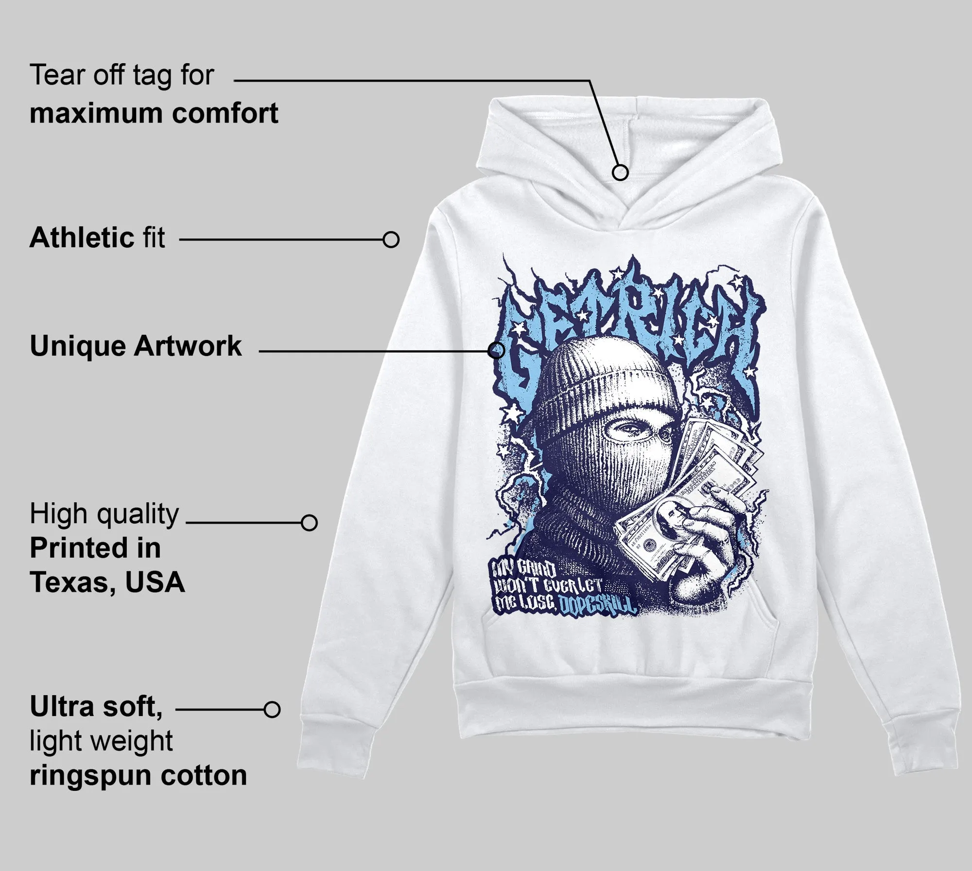 University Blue Collection DopeSkill Hoodie Sweatshirt Wealthy Graphic sold by DopeSkill product image thumbnail 3