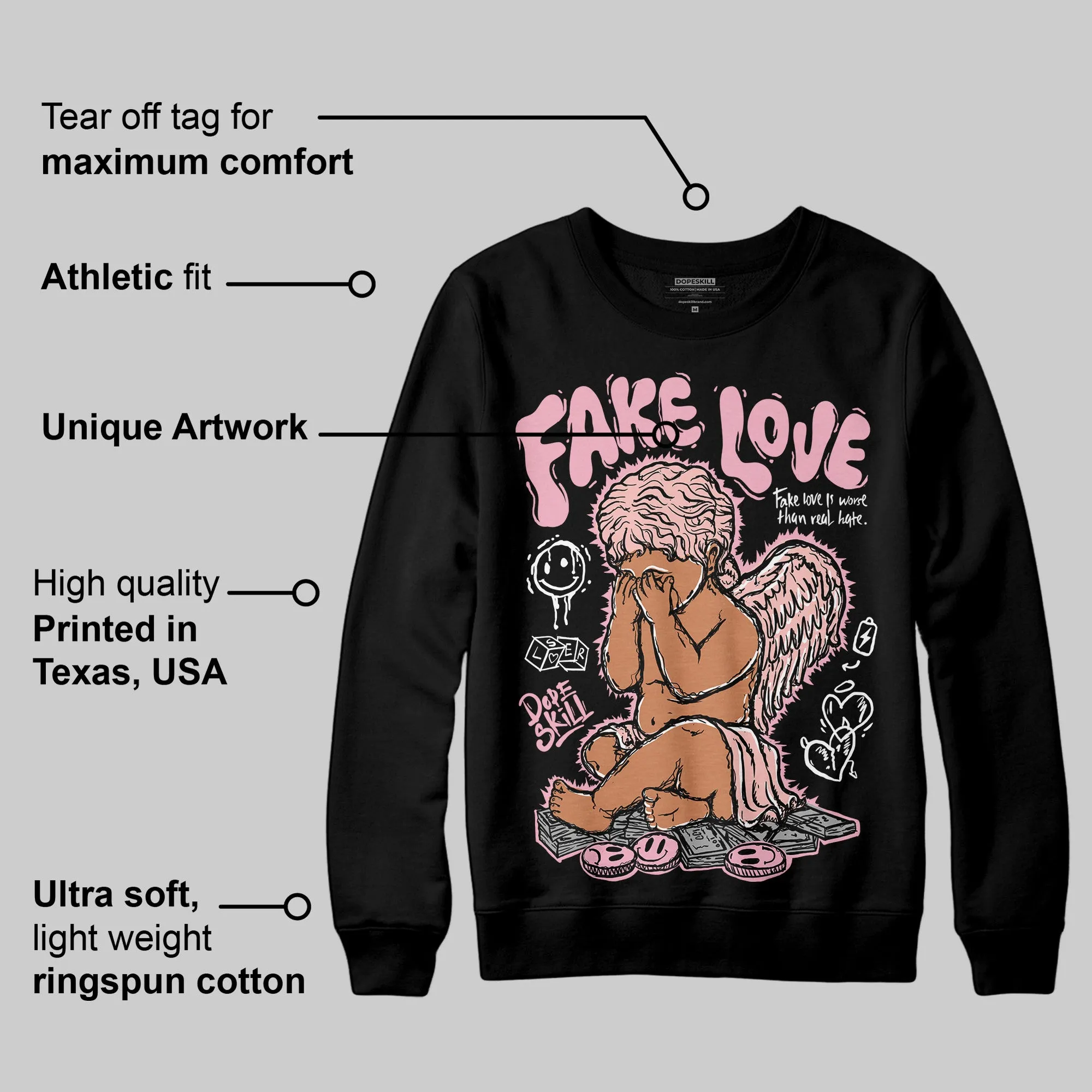 Stars Court White/Pink DopeSkill Sweatshirt False Love Graphic sold by DopeSkill product image thumbnail 3