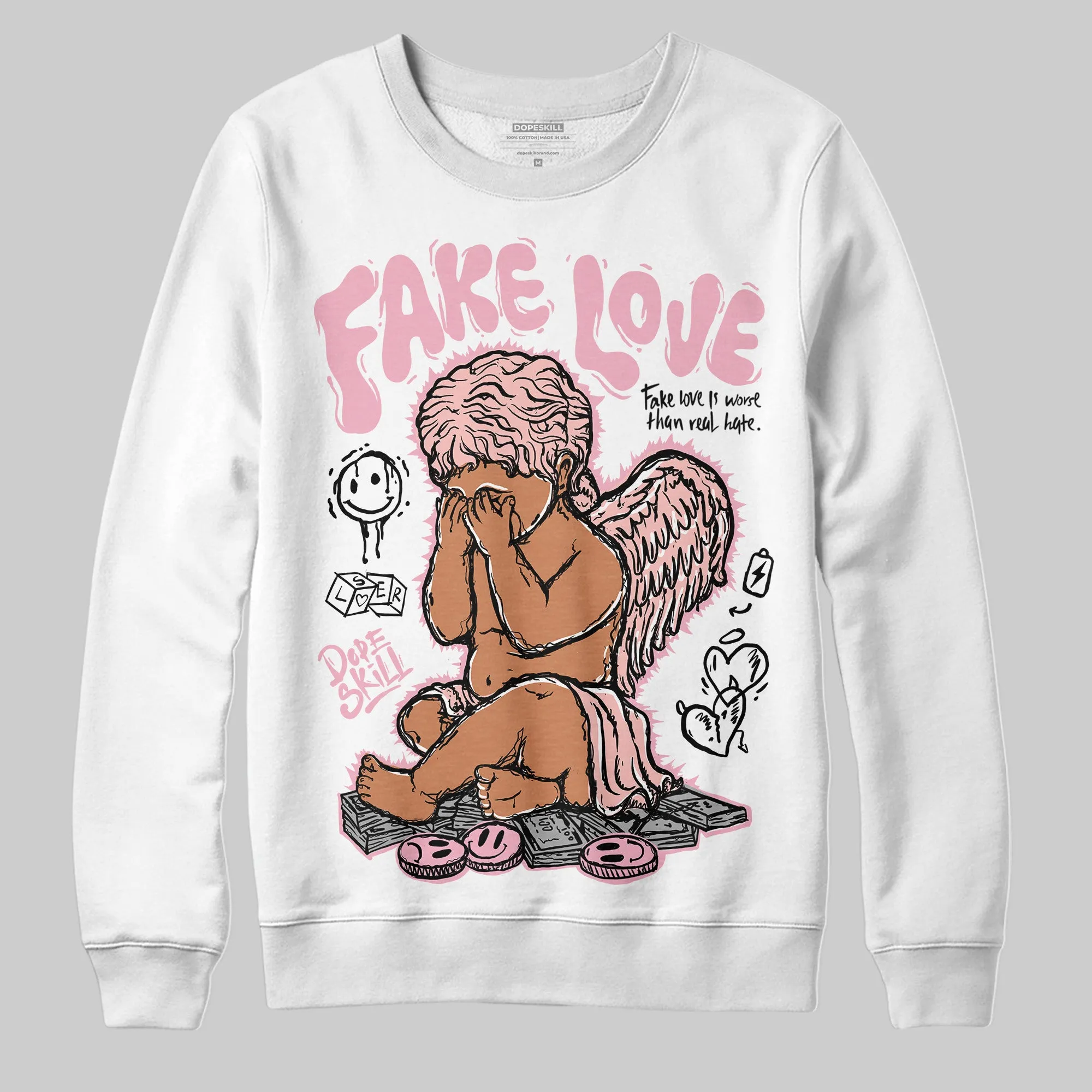 Stars Court White/Pink DopeSkill Sweatshirt False Love Graphic sold by DopeSkill product image thumbnail 2