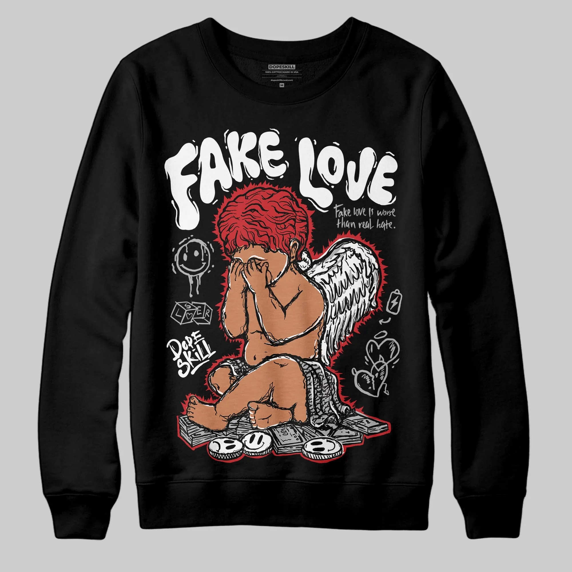 Black Cement 3s DopeSkill Sweatshirt False Love Graphic sold by DopeSkill