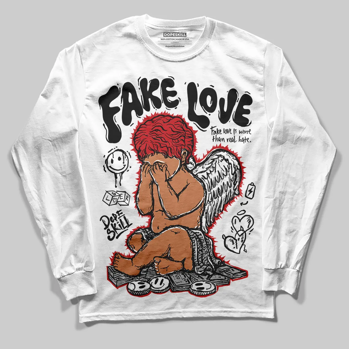 Black Cement 3s DopeSkill Long Sleeve T-Shirt False Love Graphic sold by DopeSkill product image thumbnail 2