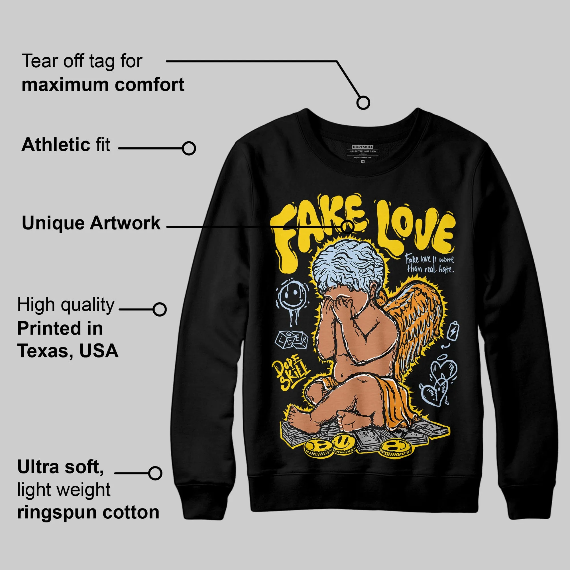 Yellow Ochre 6s DopeSkill Sweatshirt False Love Graphic sold by DopeSkill product image thumbnail 3