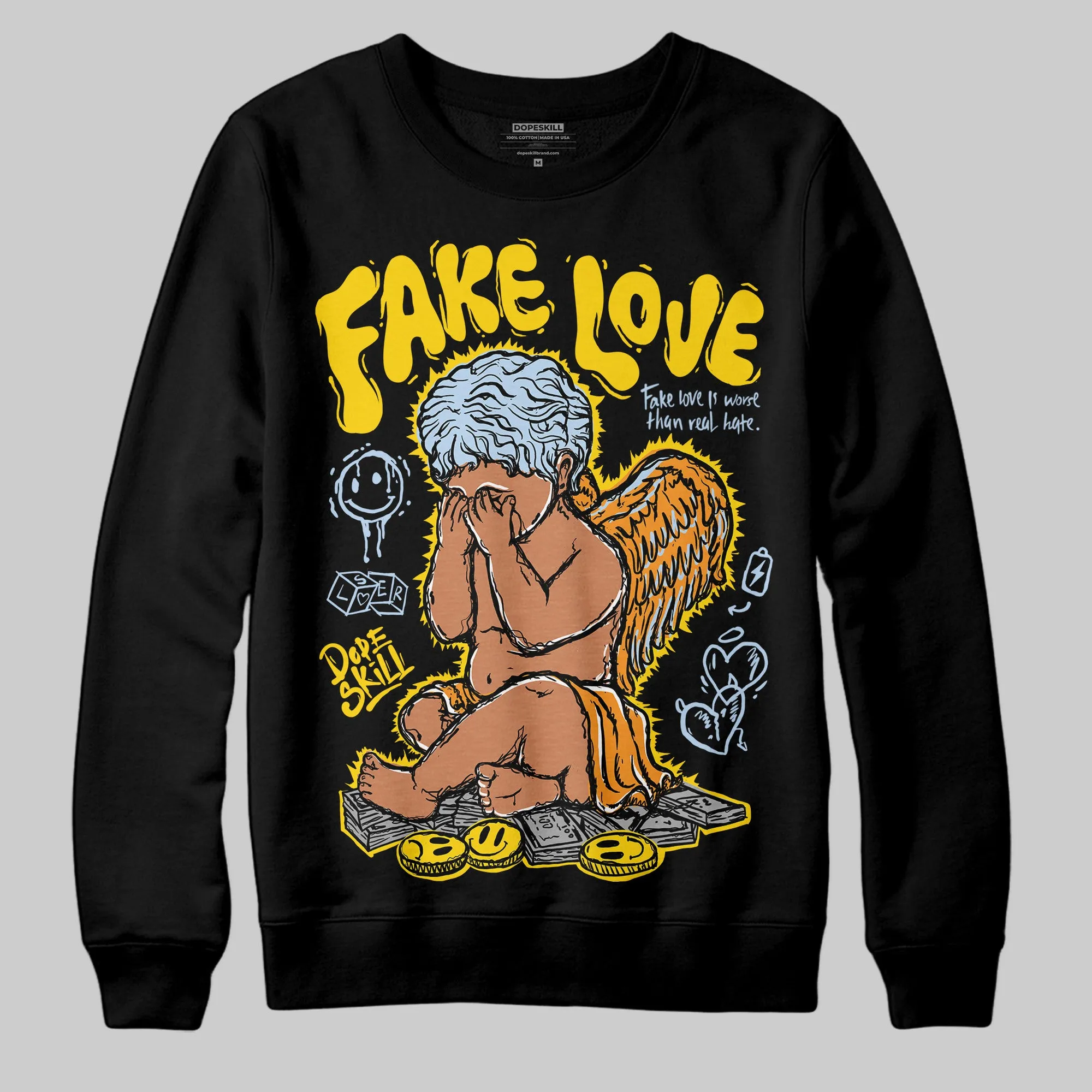 Yellow Ochre 6s DopeSkill Sweatshirt False Love Graphic sold by DopeSkill