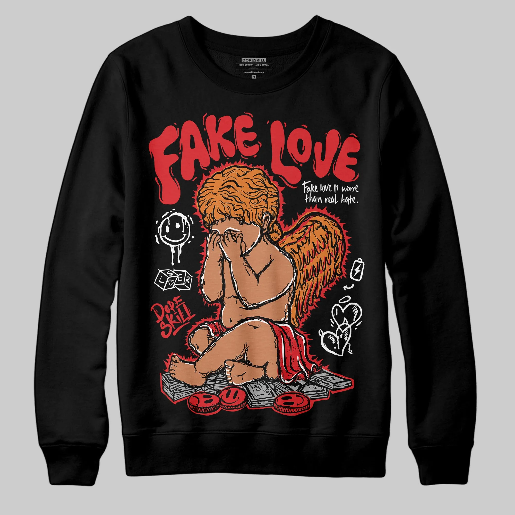 Red Cement 4S DopeSkill Sweatshirt False Love Graphic sold by DopeSkill product image thumbnail 2