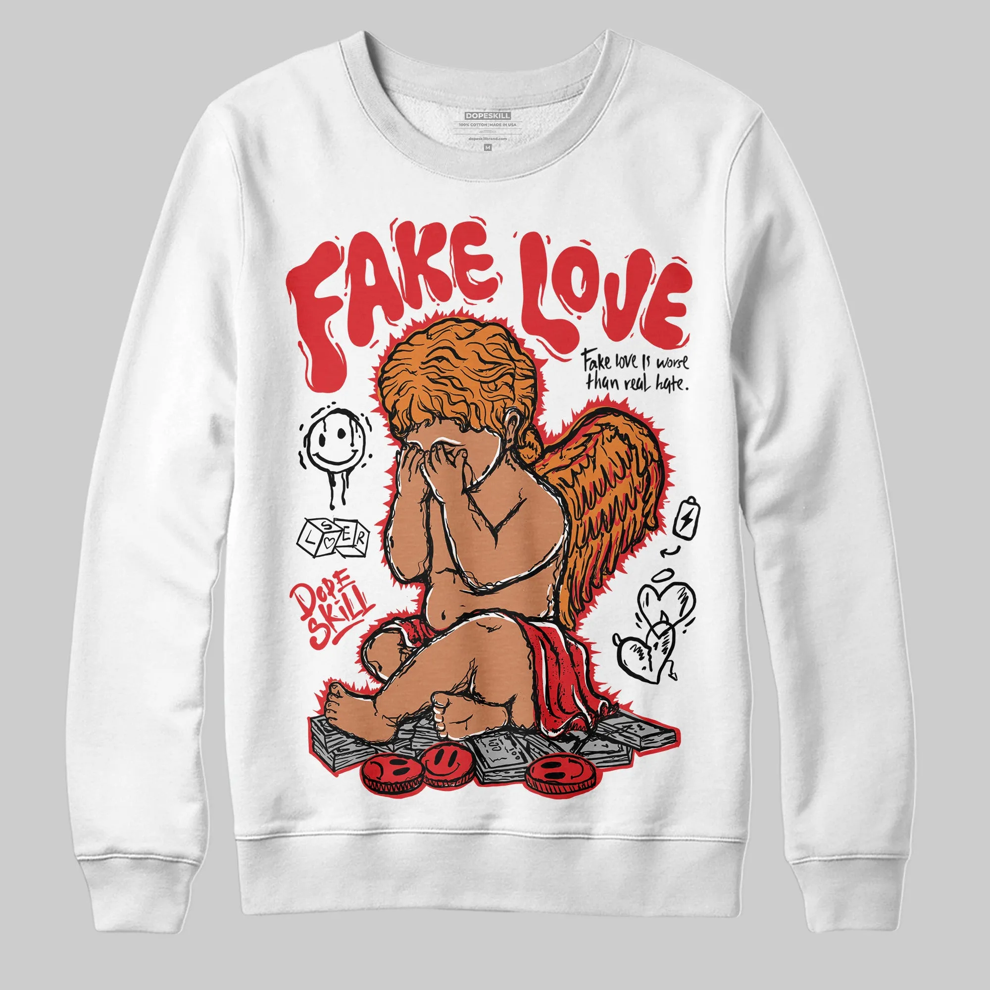 Red Cement 4S DopeSkill Sweatshirt False Love Graphic sold by DopeSkill