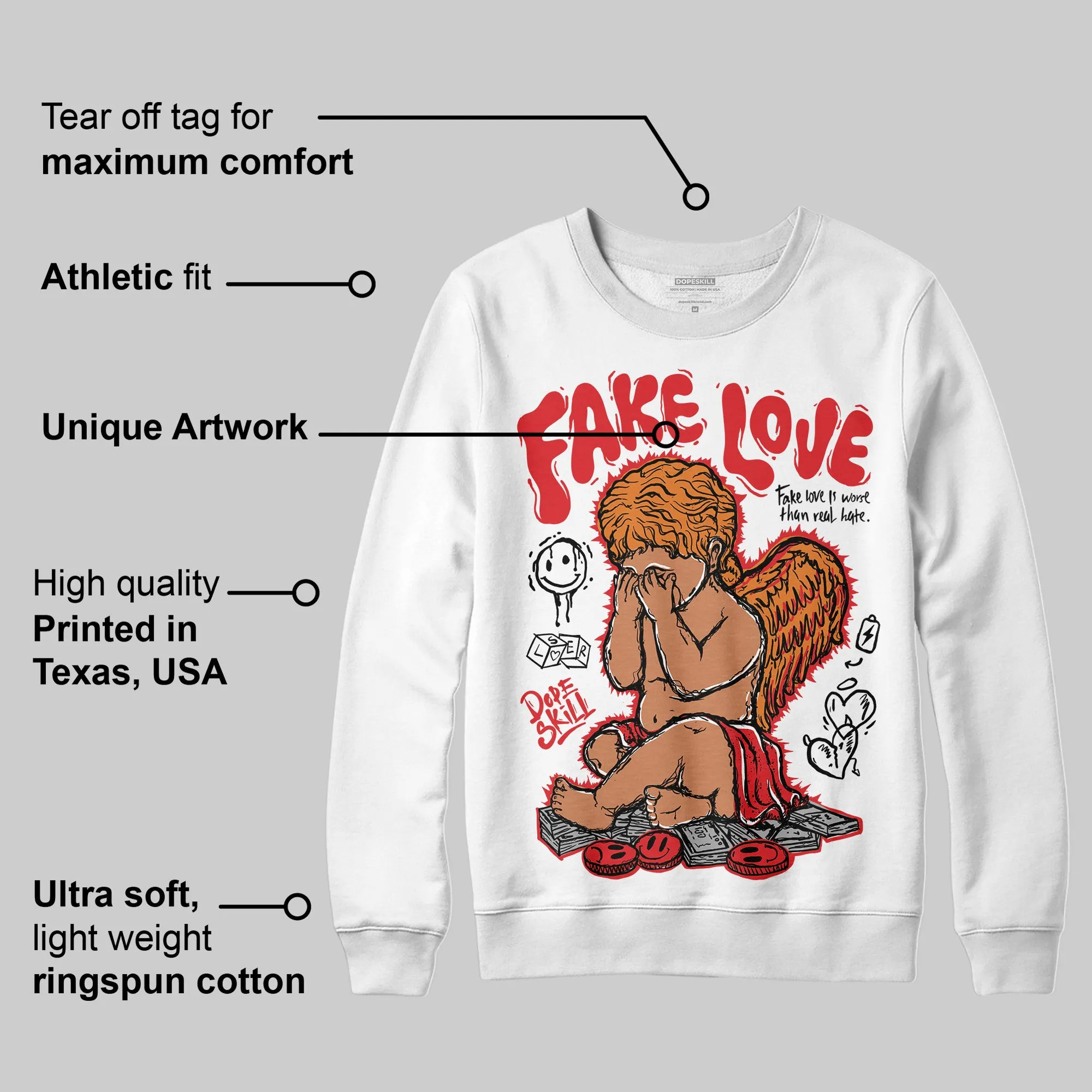 Red Cement 4S DopeSkill Sweatshirt False Love Graphic sold by DopeSkill product image thumbnail 3