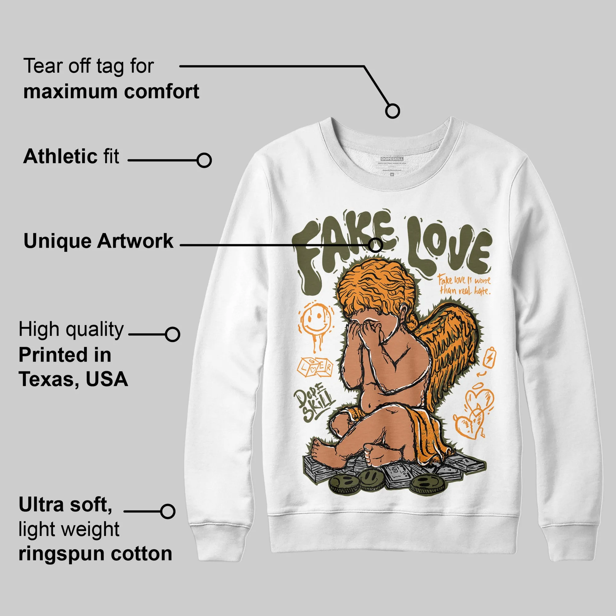 Olive 5s DopeSkill Sweatshirt False Love Graphic sold by DopeSkill product image thumbnail 3
