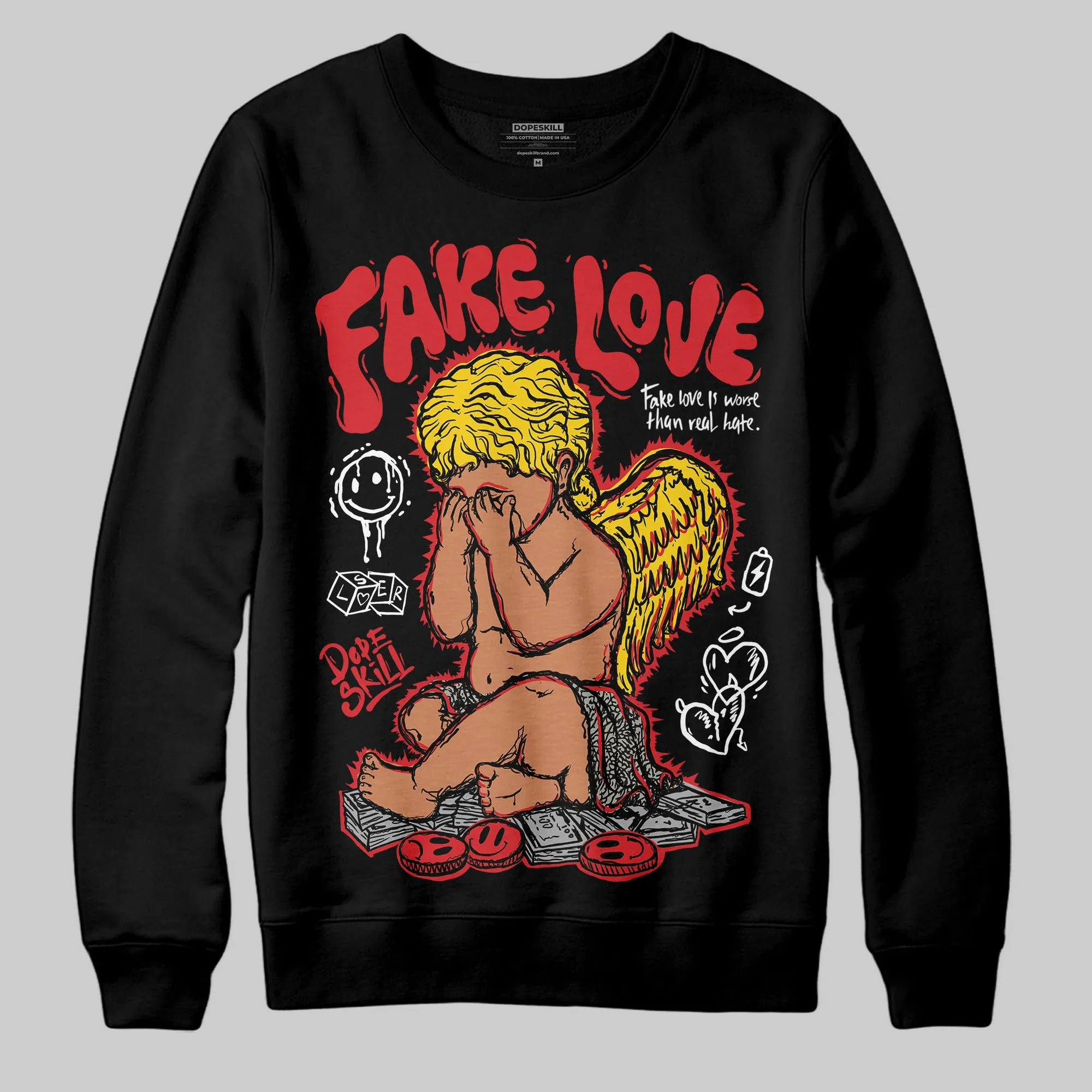 Fire Red 3s DopeSkill Sweatshirt False Love Graphic sold by DopeSkill product image thumbnail 2