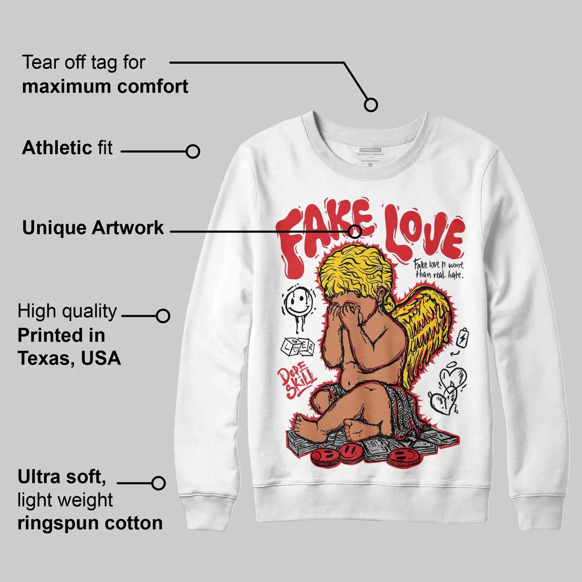 Fire Red 3s DopeSkill Sweatshirt False Love Graphic sold by DopeSkill product image thumbnail 3