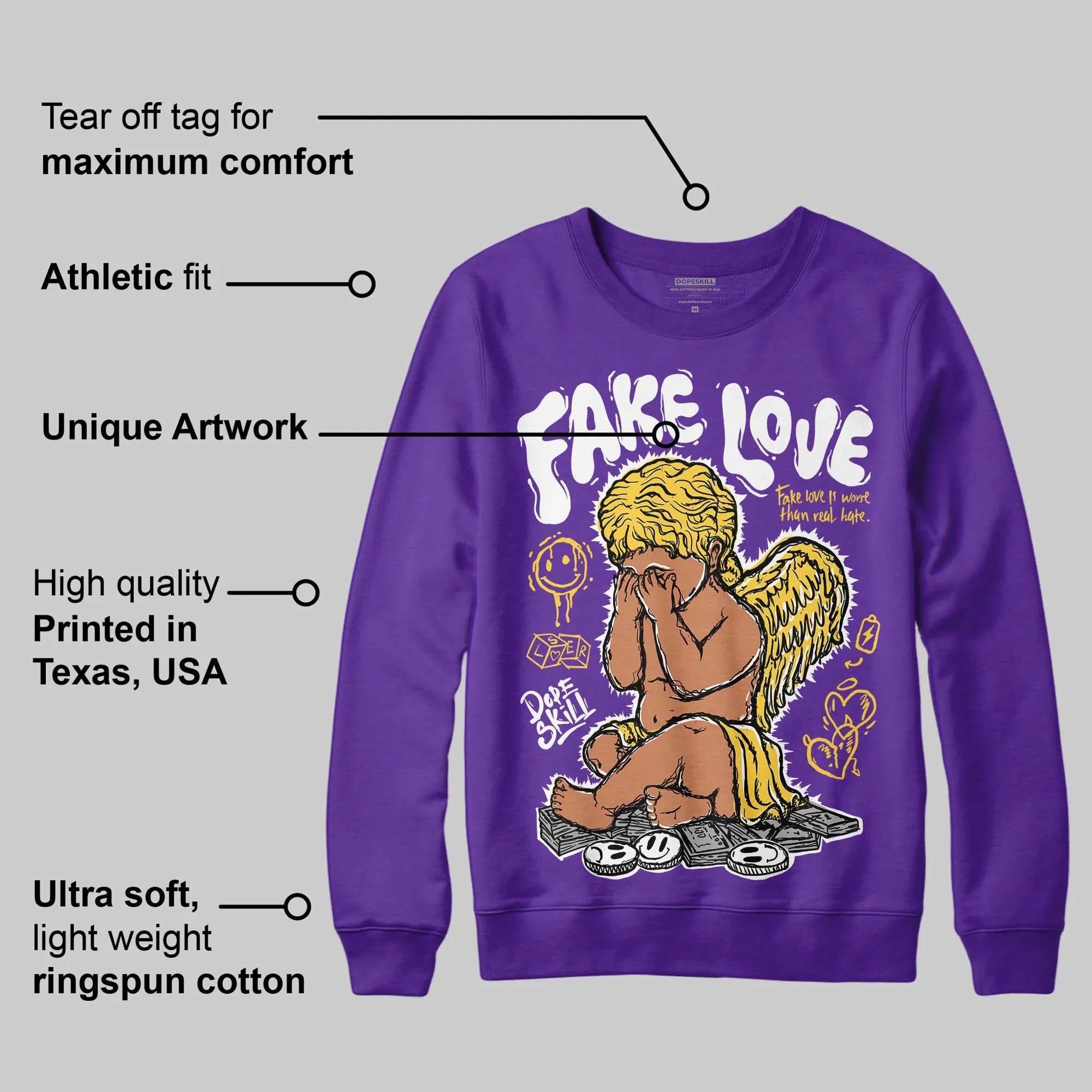 Field Purple 12s DopeSkill Purple Sweatshirt False Love Graphic sold by DopeSkill product image thumbnail 2