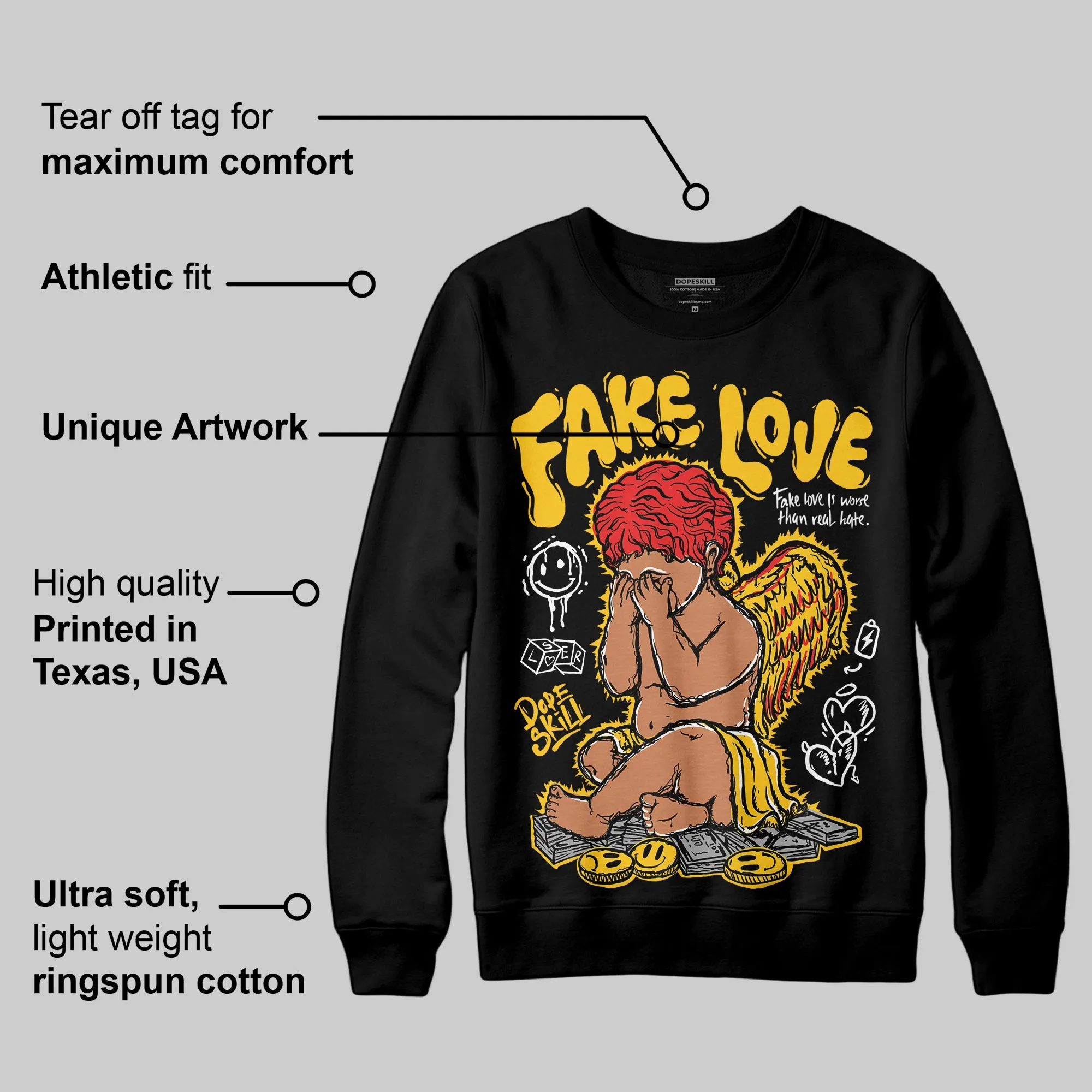 Yellow Collection DopeSkill Sweatshirt False Love Graphic sold by DopeSkill product image thumbnail 3