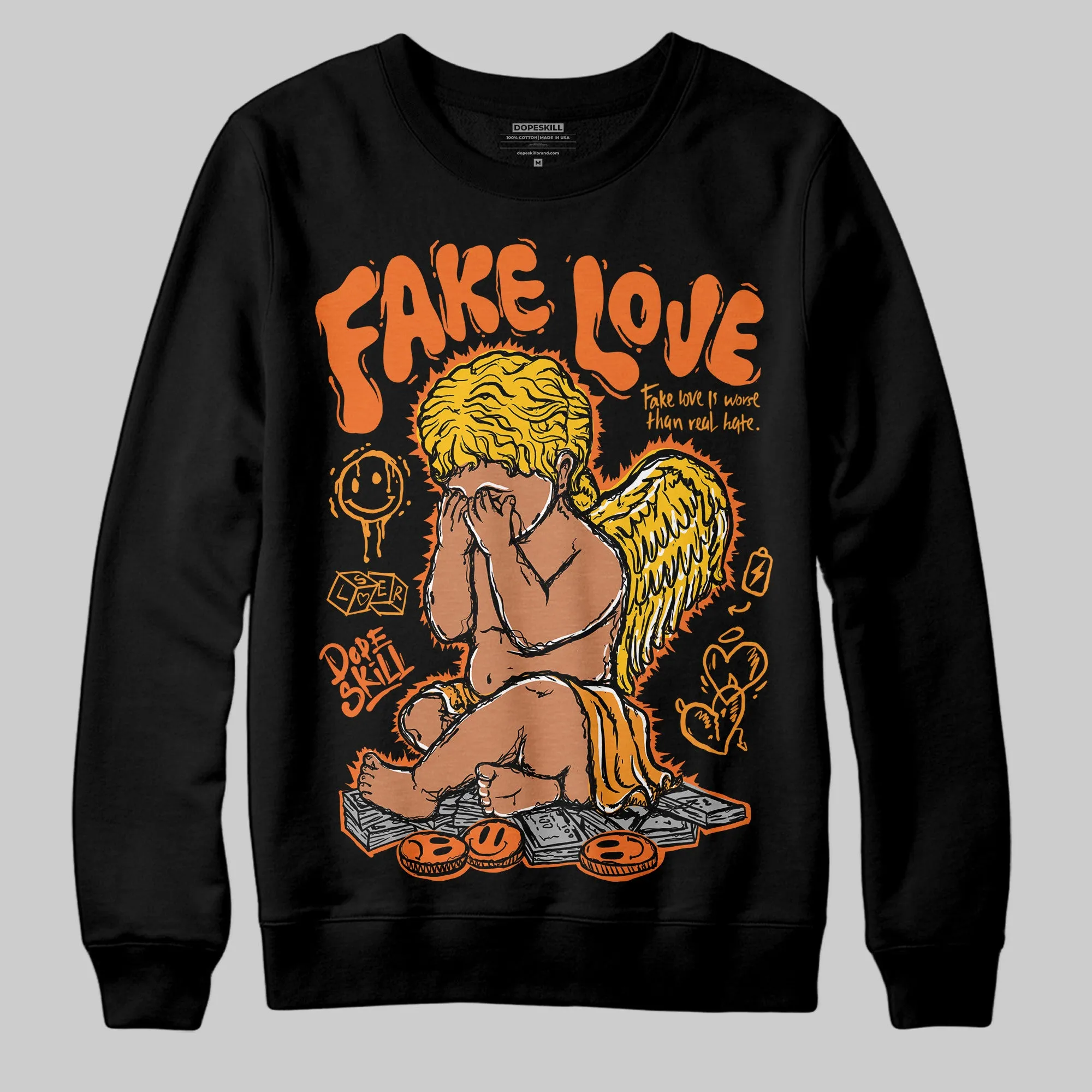 Orange Black White DopeSkill Sweatshirt False Love Graphic sold by DopeSkill product image thumbnail 2