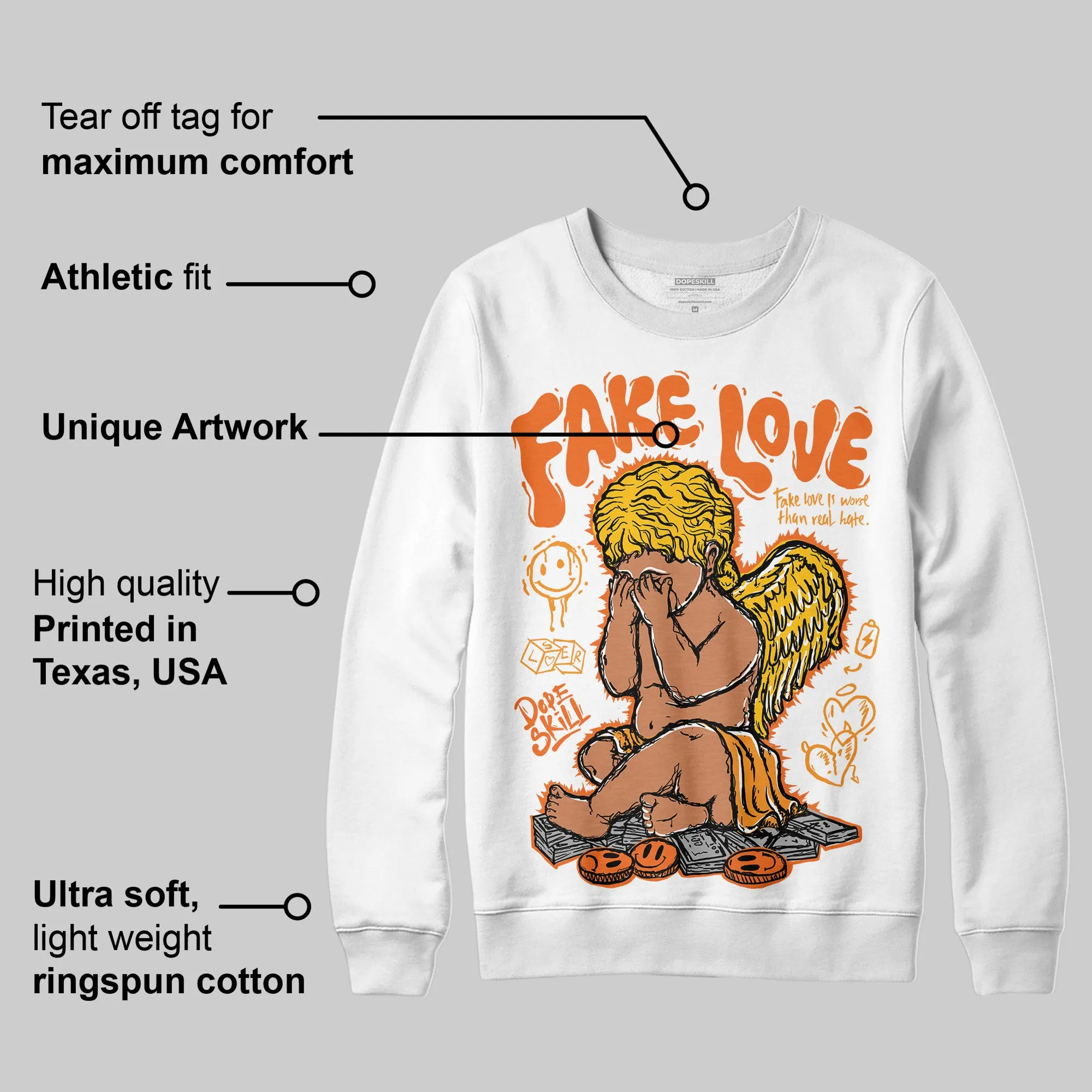 Orange Black White DopeSkill Sweatshirt False Love Graphic sold by DopeSkill product image thumbnail 3